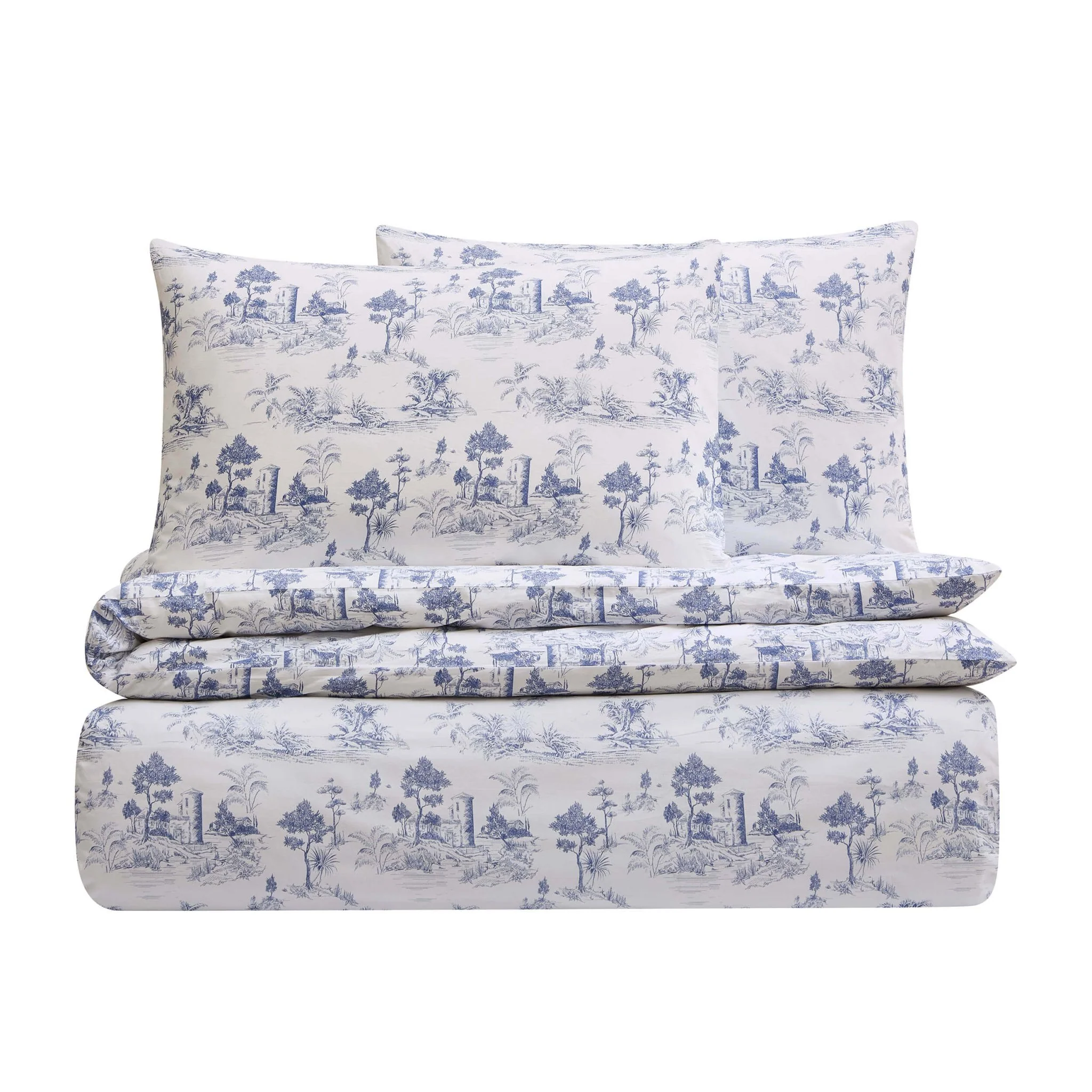 Ophelia Toile Print 100% Cotton 200 Thread Count Duvet Cover & Pillowcase Set - Light Blue - Image 8