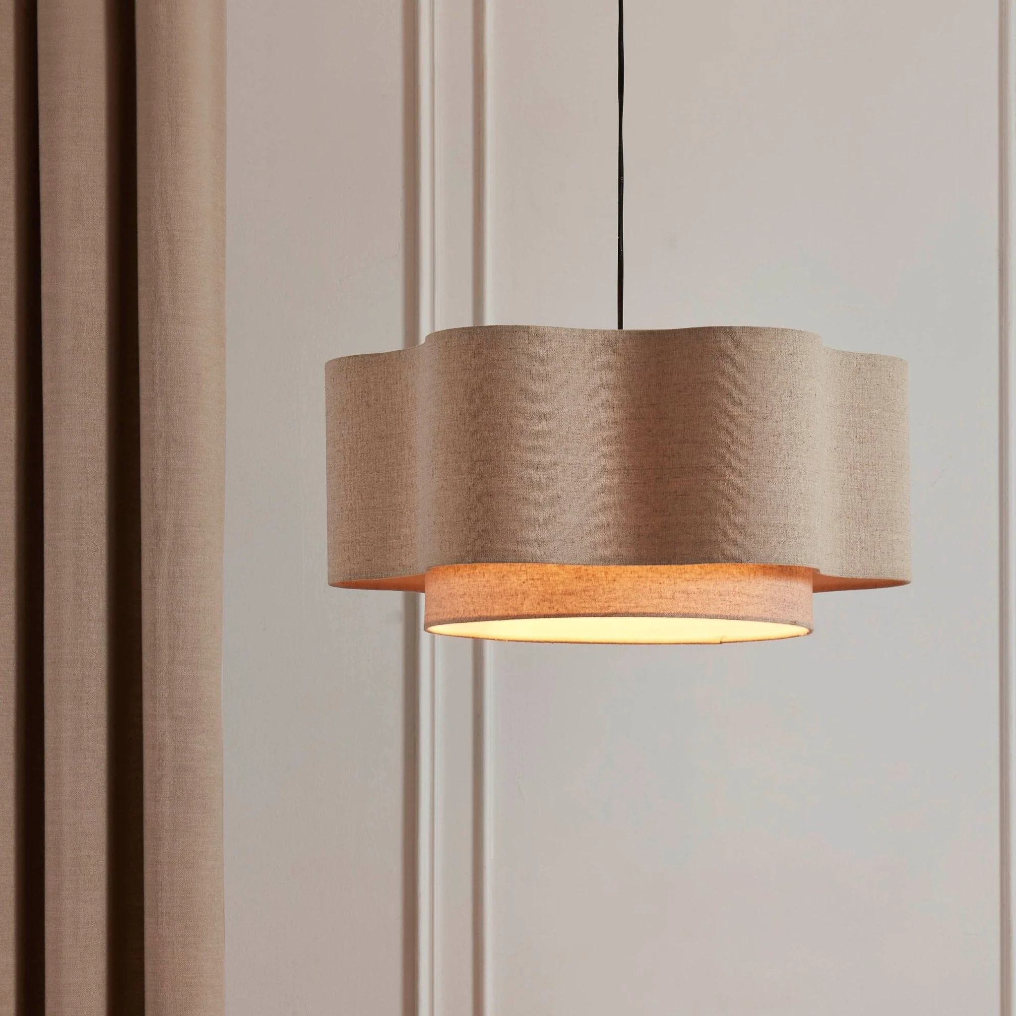Orlaya Two-Tier Scalloped Ceiling Shade - Natural