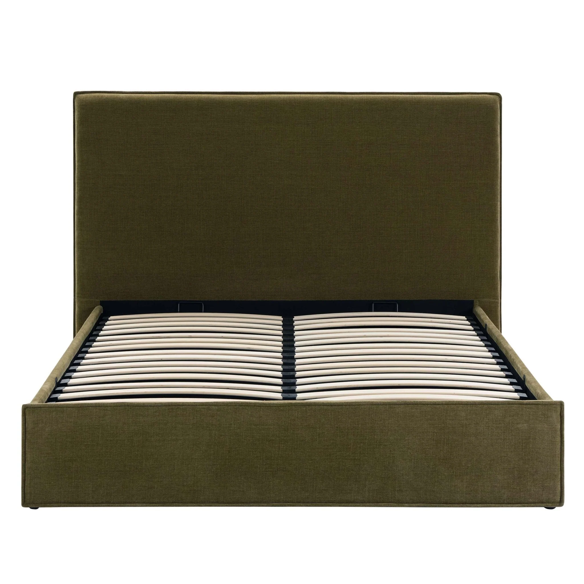 Oslo Ottoman Storage Bed - Chenille Olive - Image 10