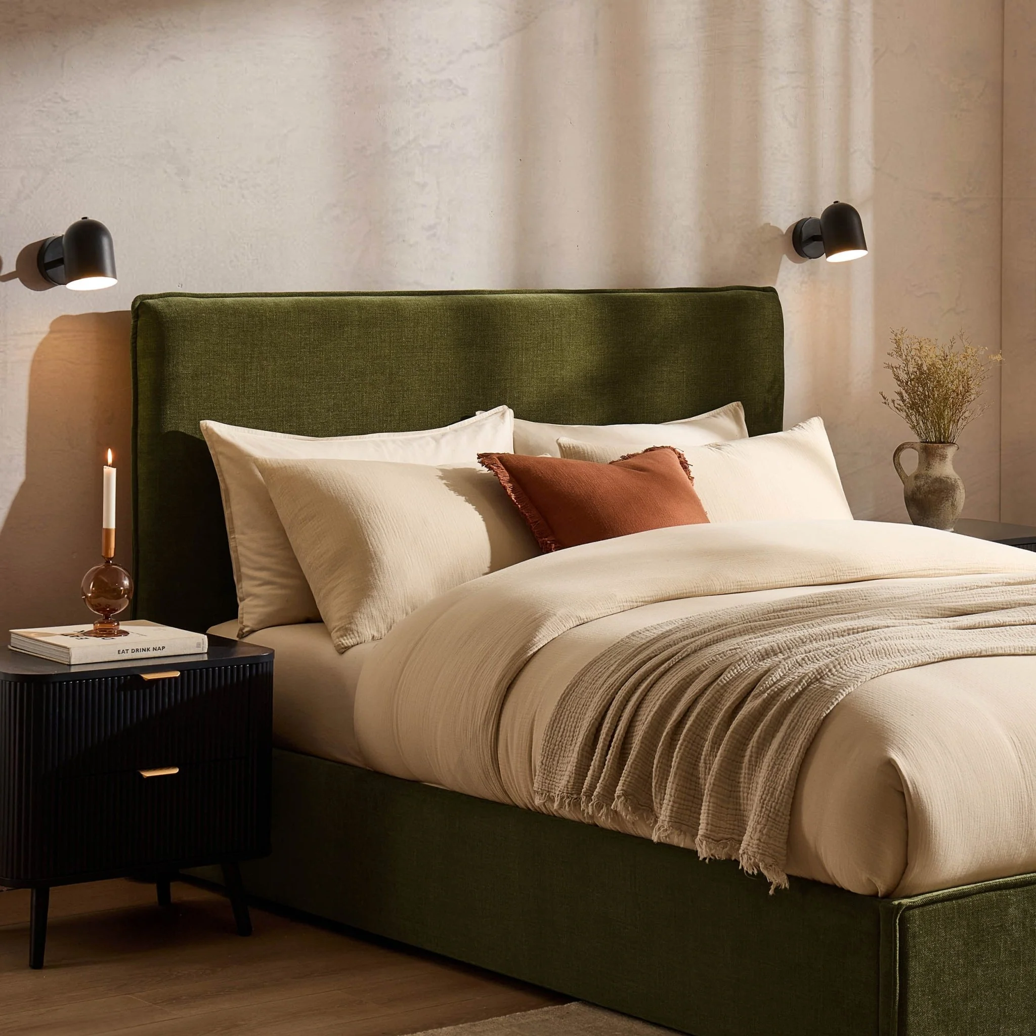 Oslo Ottoman Storage Bed - Chenille Olive - Image 4