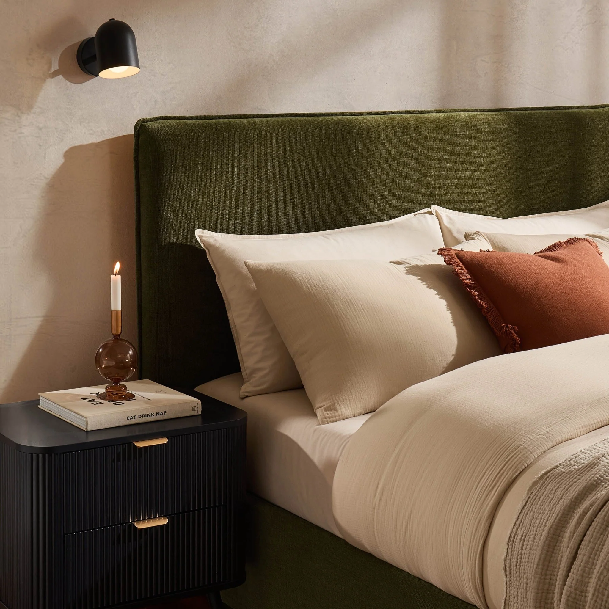 Oslo Ottoman Storage Bed - Chenille Olive - Image 7