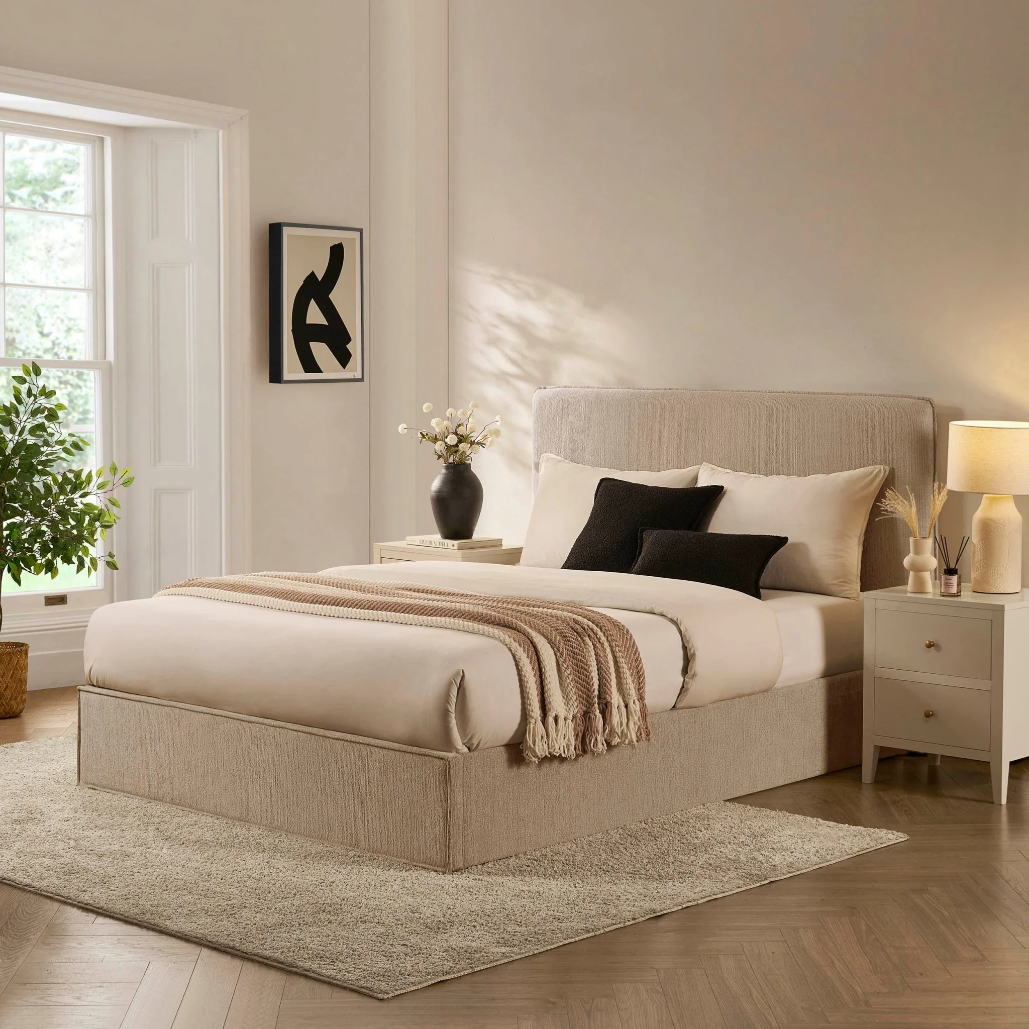 Oslo Ottoman Storage Bed - Textured Oatmeal - Image 3