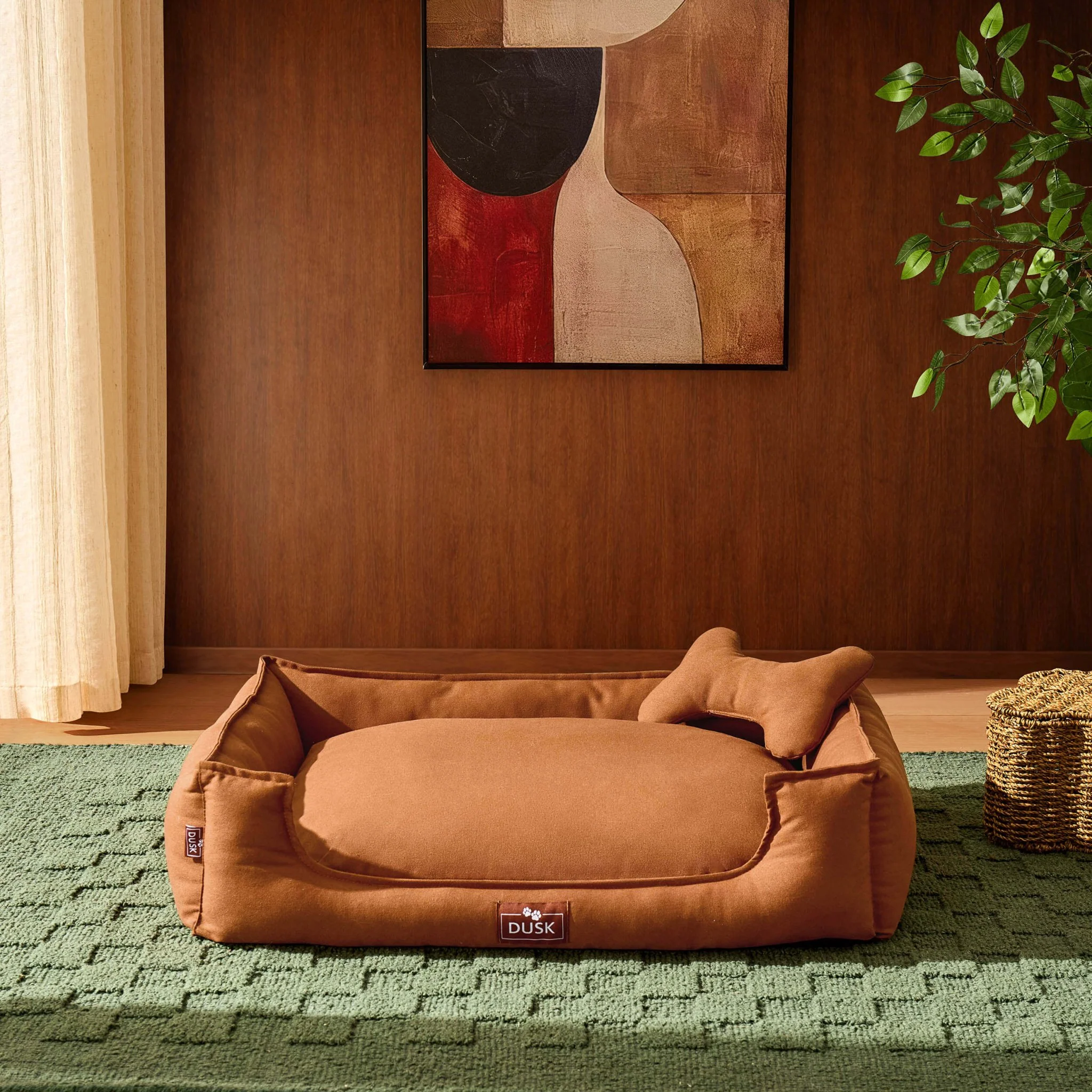 Otis Dog Bed with Bone Cushion - Burnt Orange