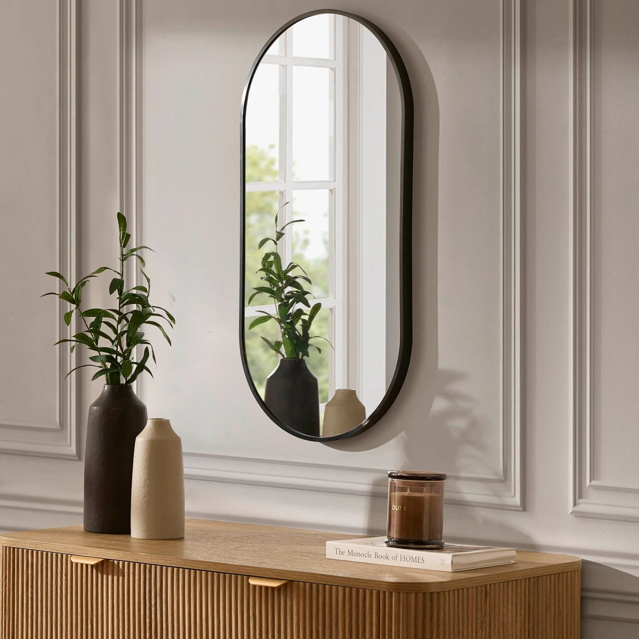 Oval Wall Mirror - Black