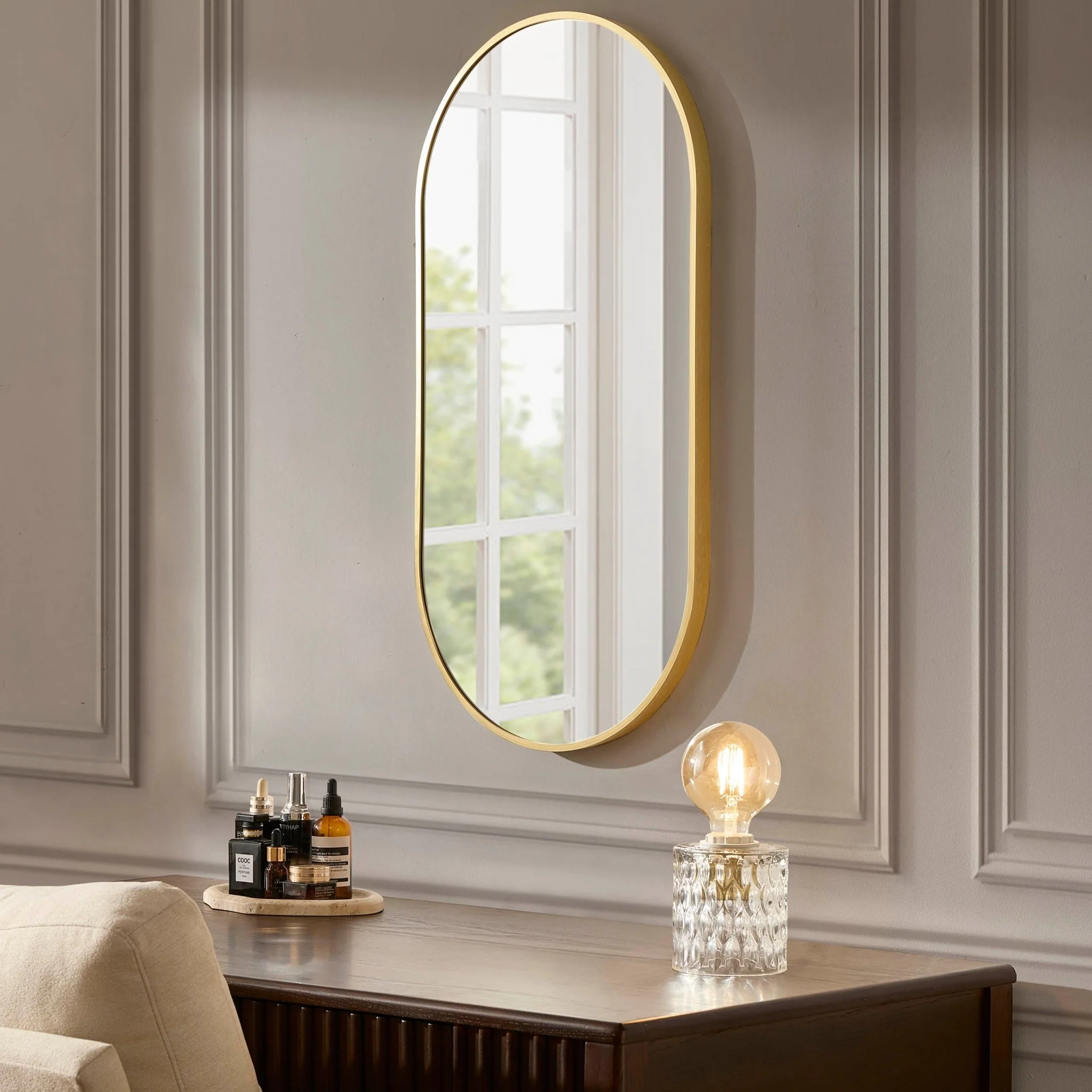 Oval Wall Mirror - Gold