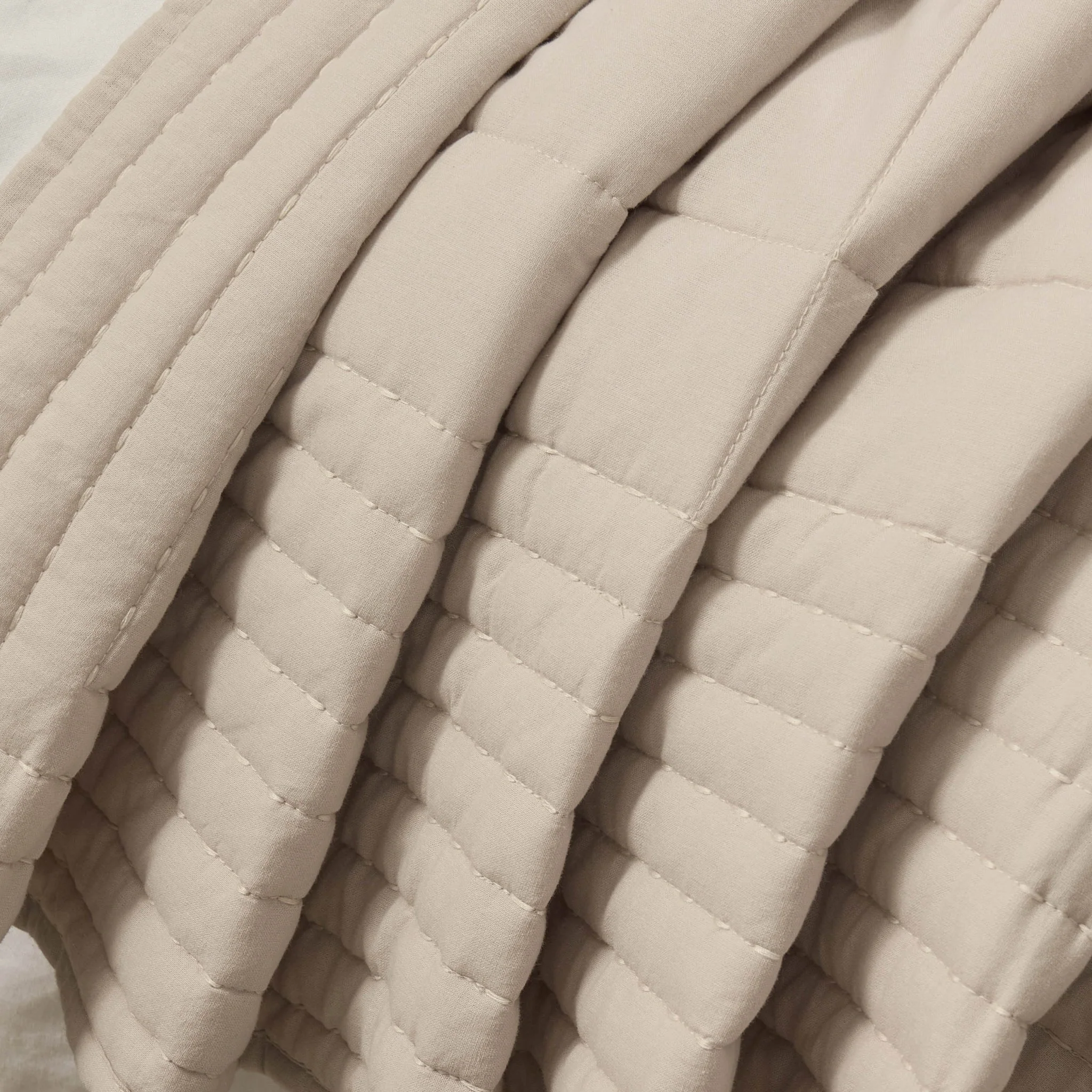 Oxford Cotton Rich Quilted Bedspread - Champagne - Image 3