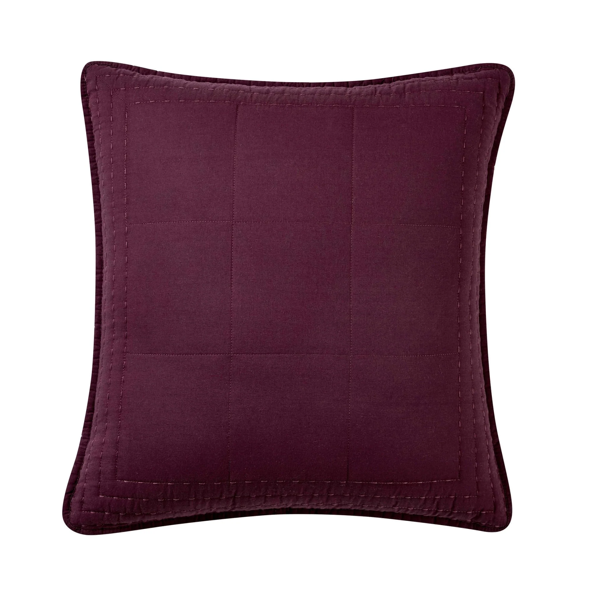Oxford Cotton Rich Quilted Cushion Cover - Aubergine - Image 3