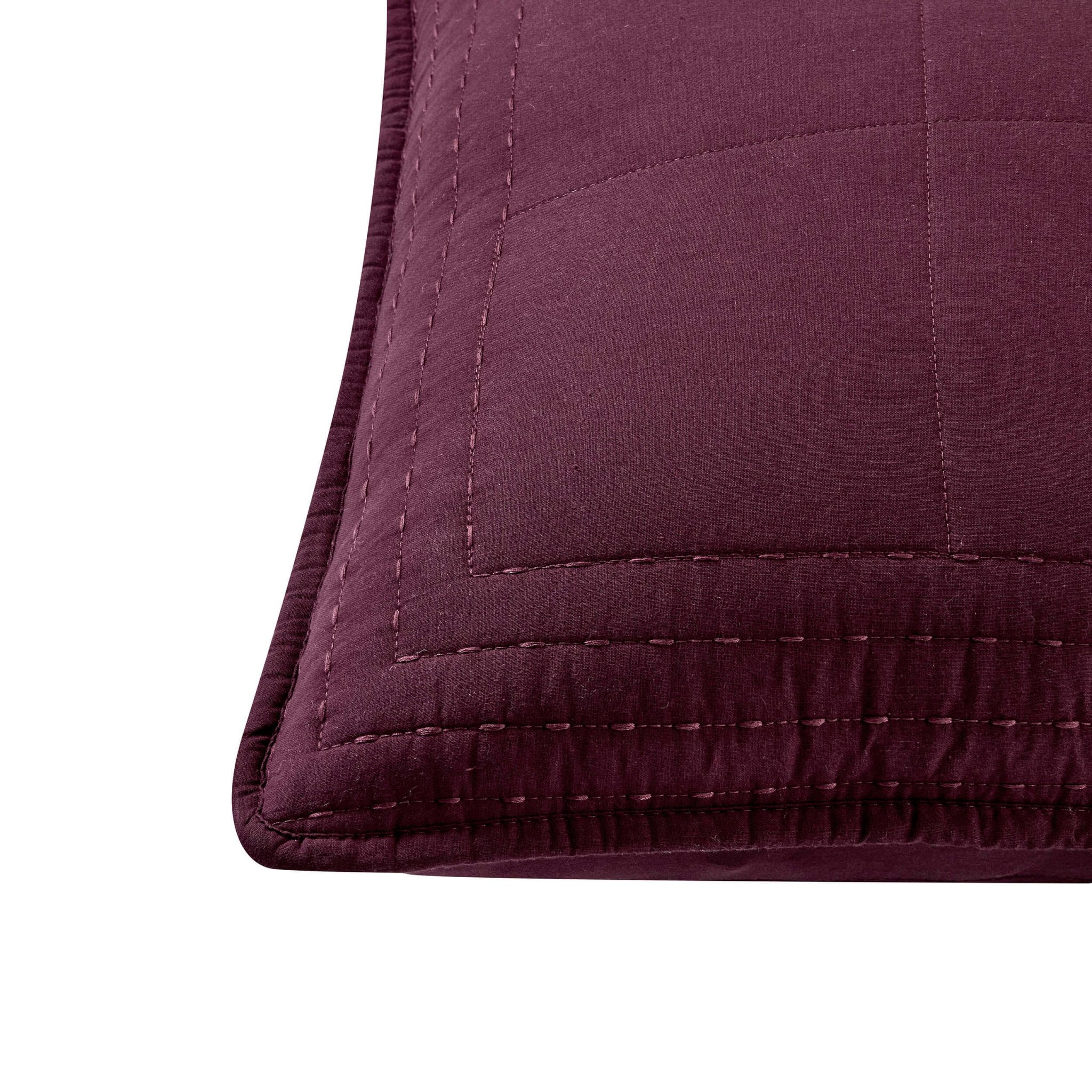 Oxford Cotton Rich Quilted Cushion Cover - Aubergine - Image 4