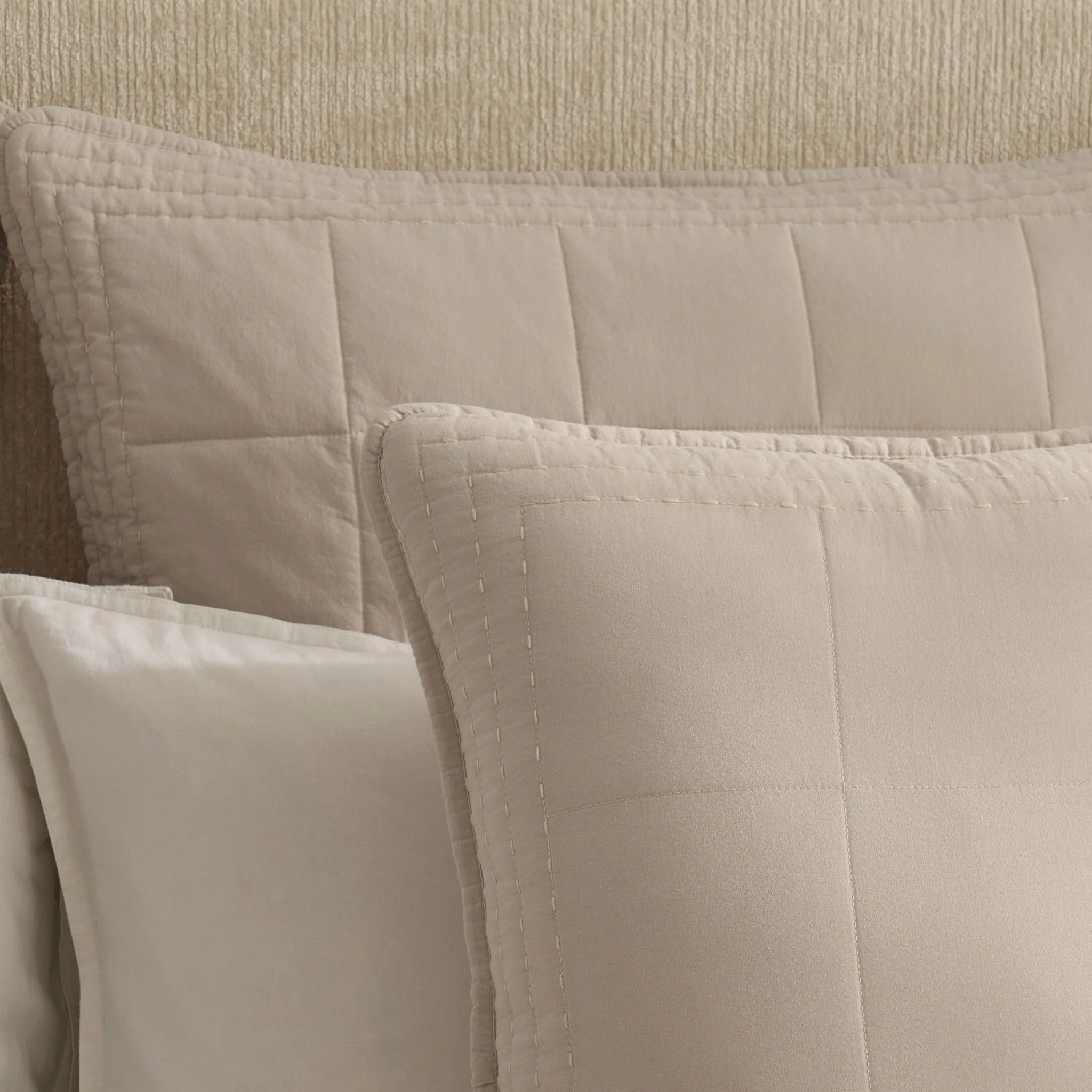 Oxford Cotton Rich Quilted Cushion Cover - Champagne - Image 2