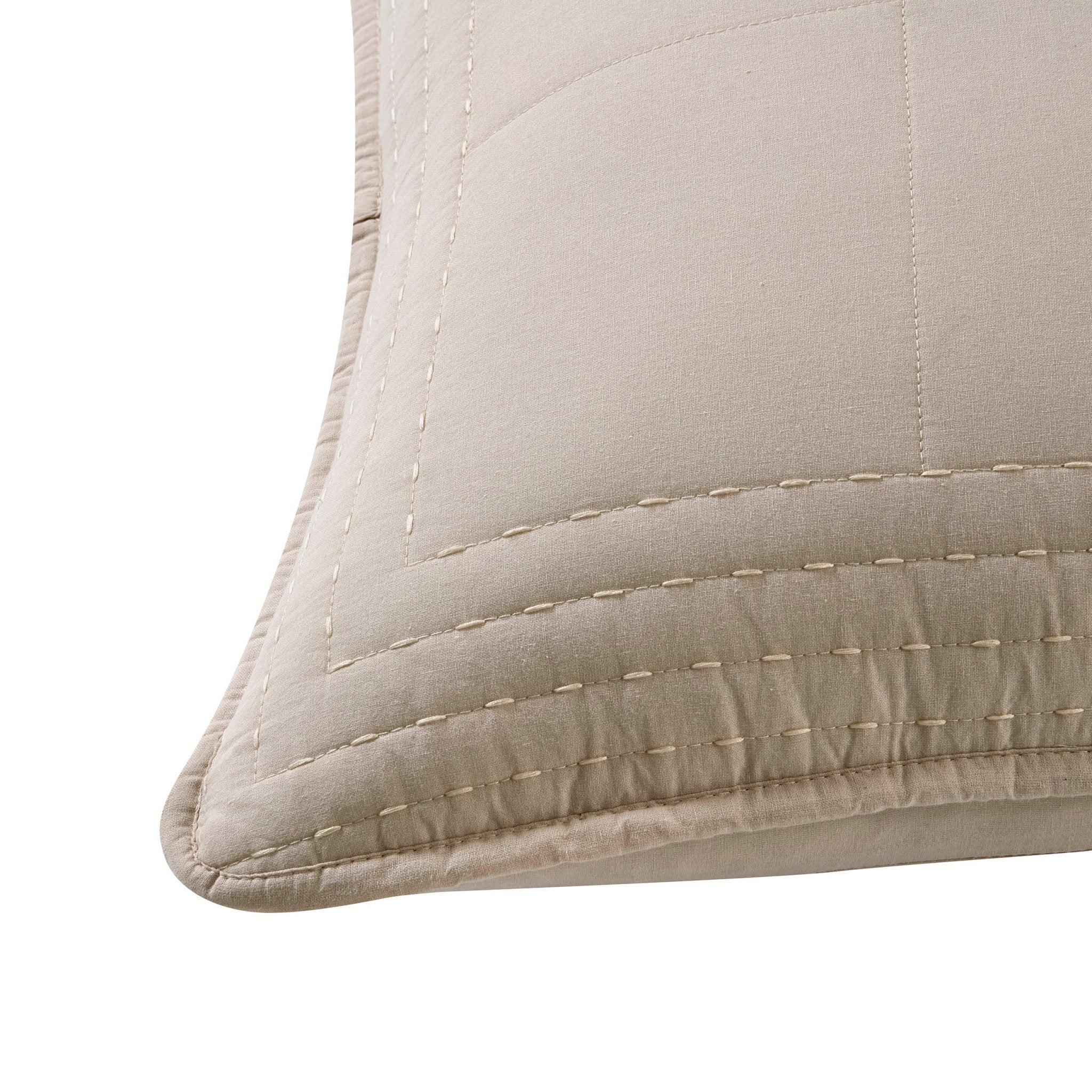 Oxford Cotton Rich Quilted Cushion Cover - Champagne - Image 6
