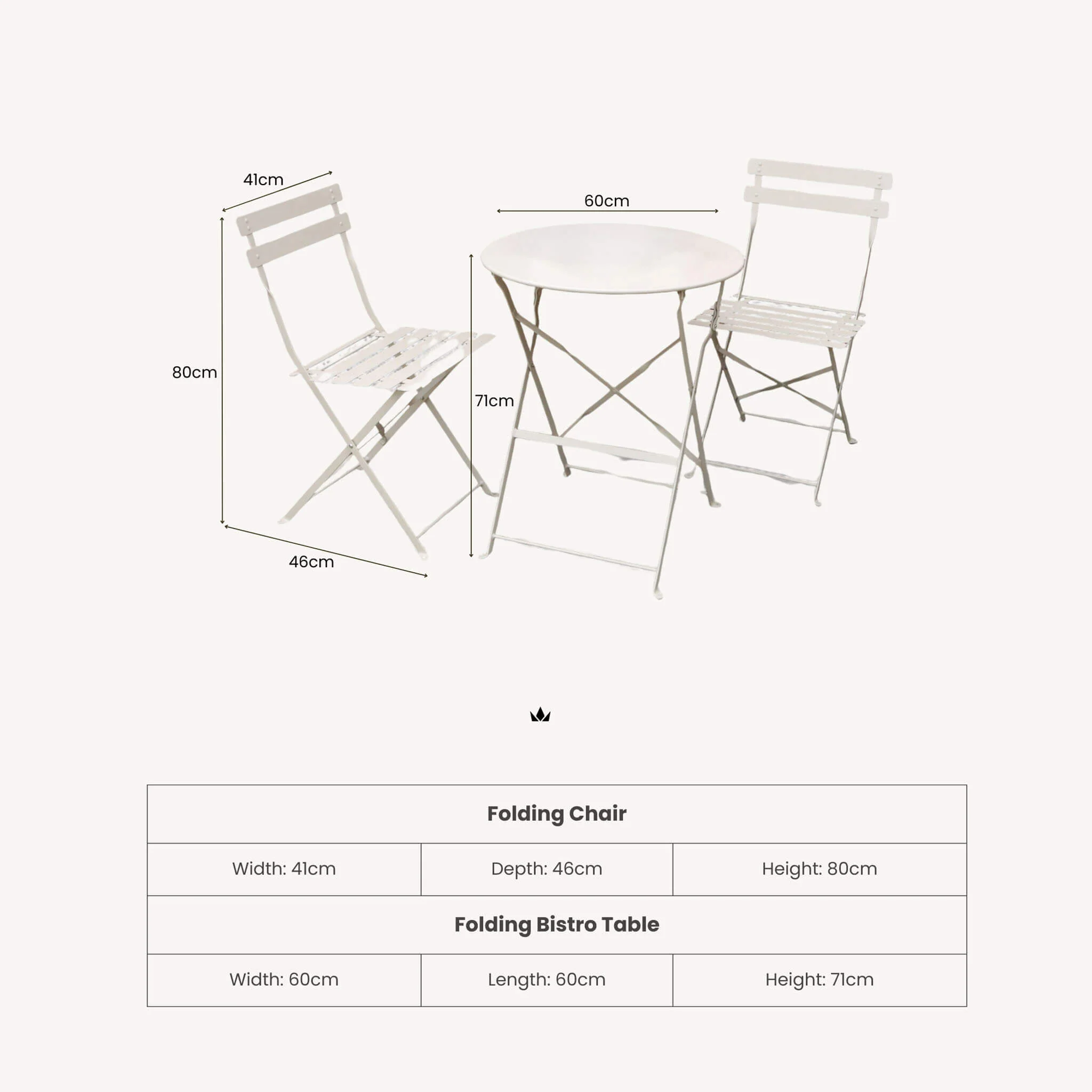 Padstow Outdoor 2 Seater Round Bistro Table and Chairs - Cashmere - Image 4