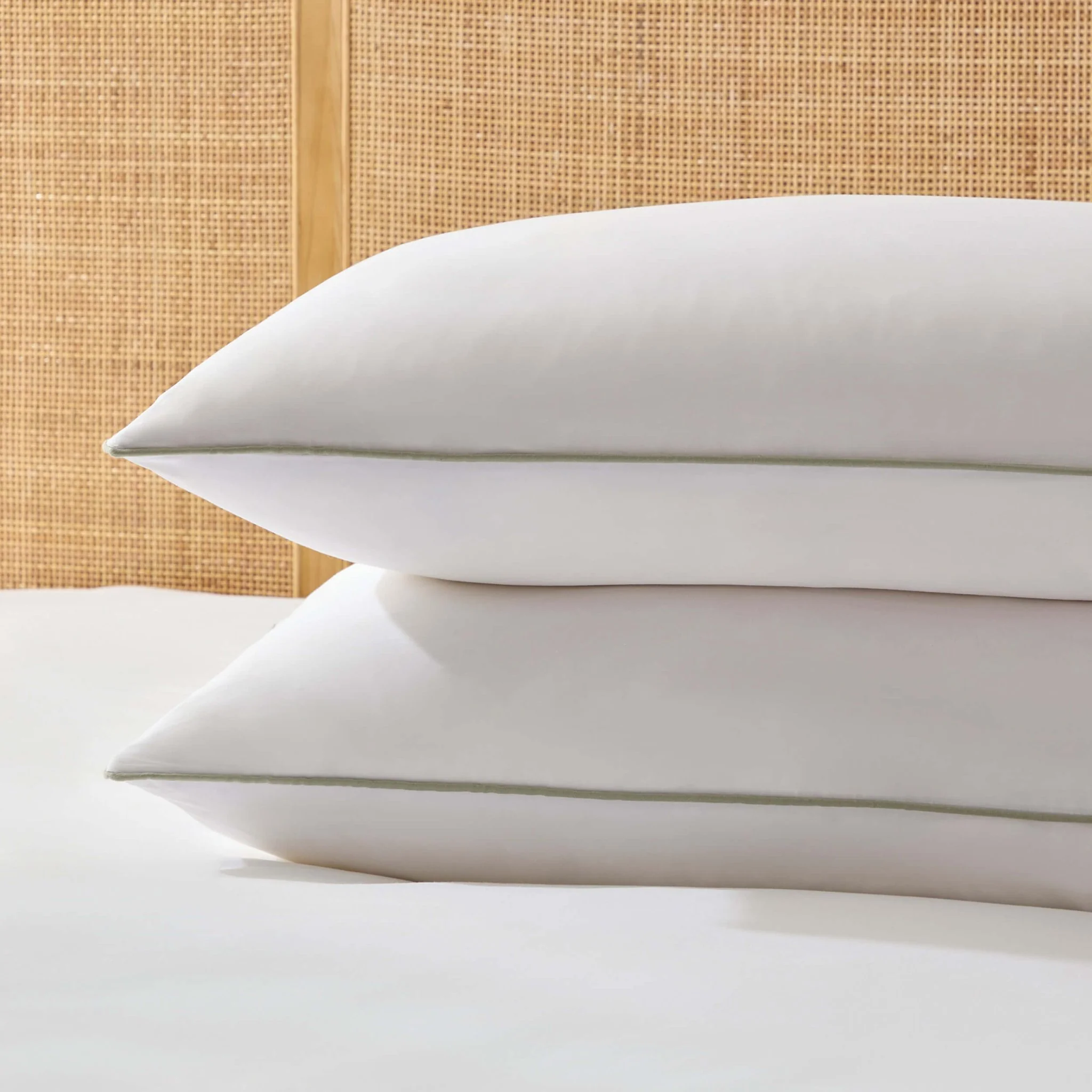 Pair of Cambridge Pillowcases with Bows - 200 Thread Count - Sage