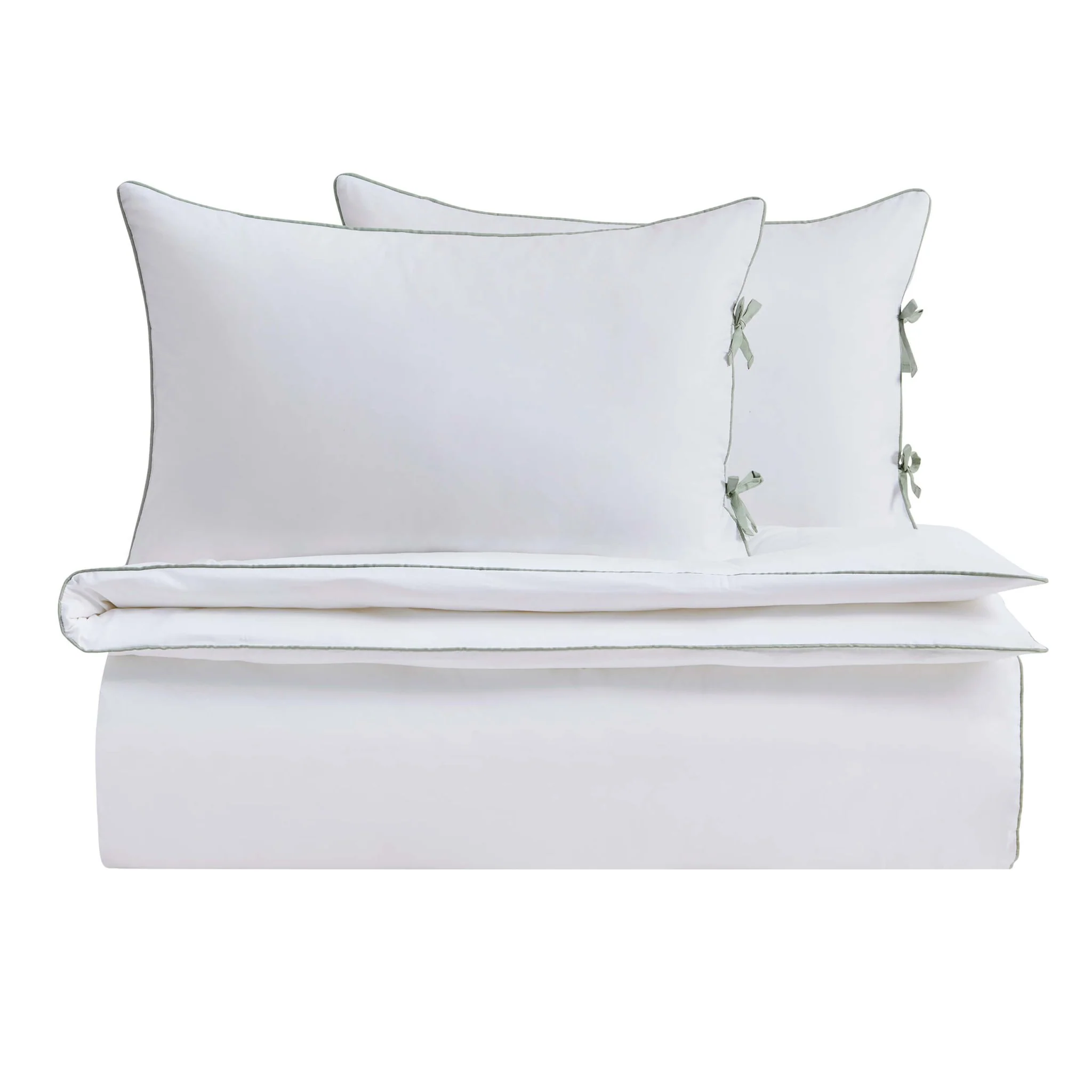 Pair of Cambridge Pillowcases with Bows - 200 Thread Count - Sage - Image 6