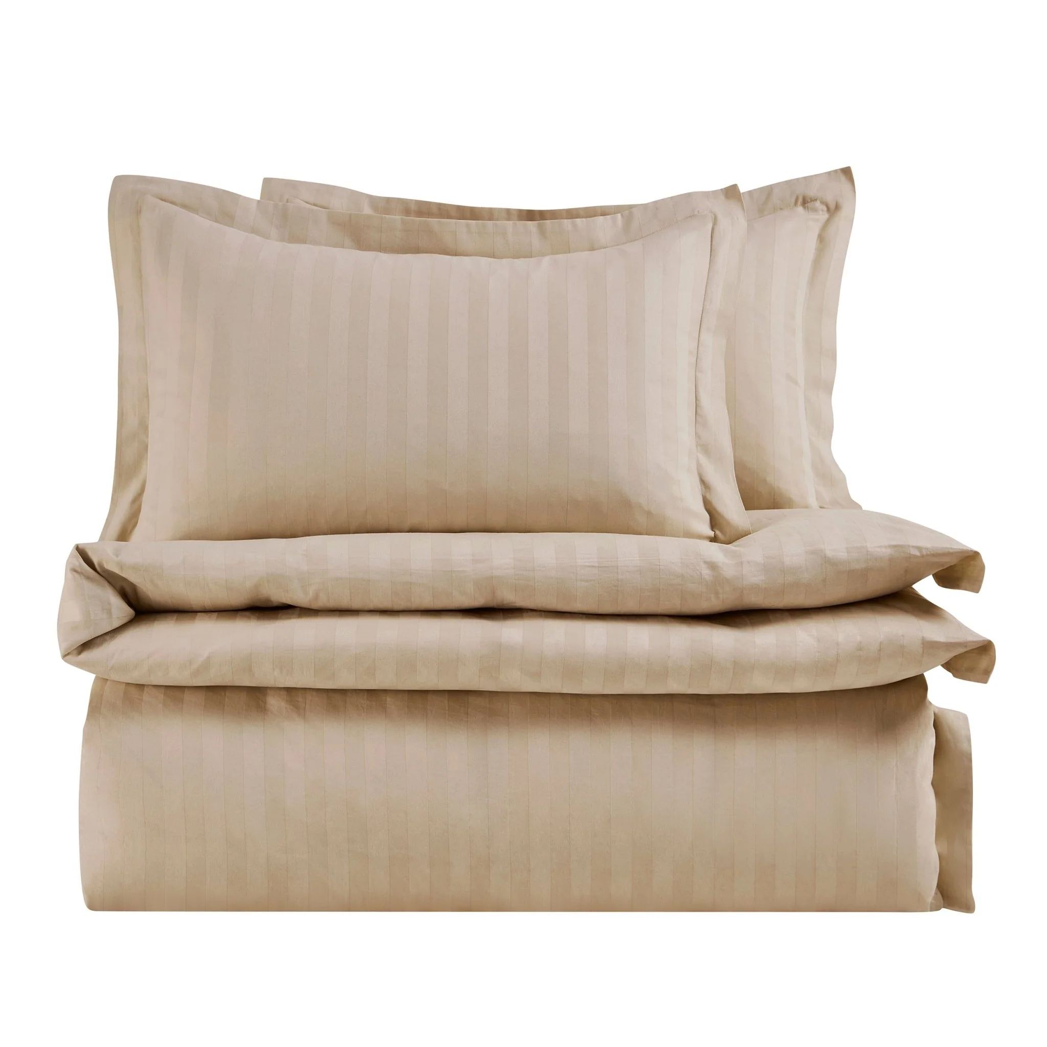 Pair of Hotel Satin Stripe 200 Thread Count Oxford Pillowcases - Champagne - Image 7
