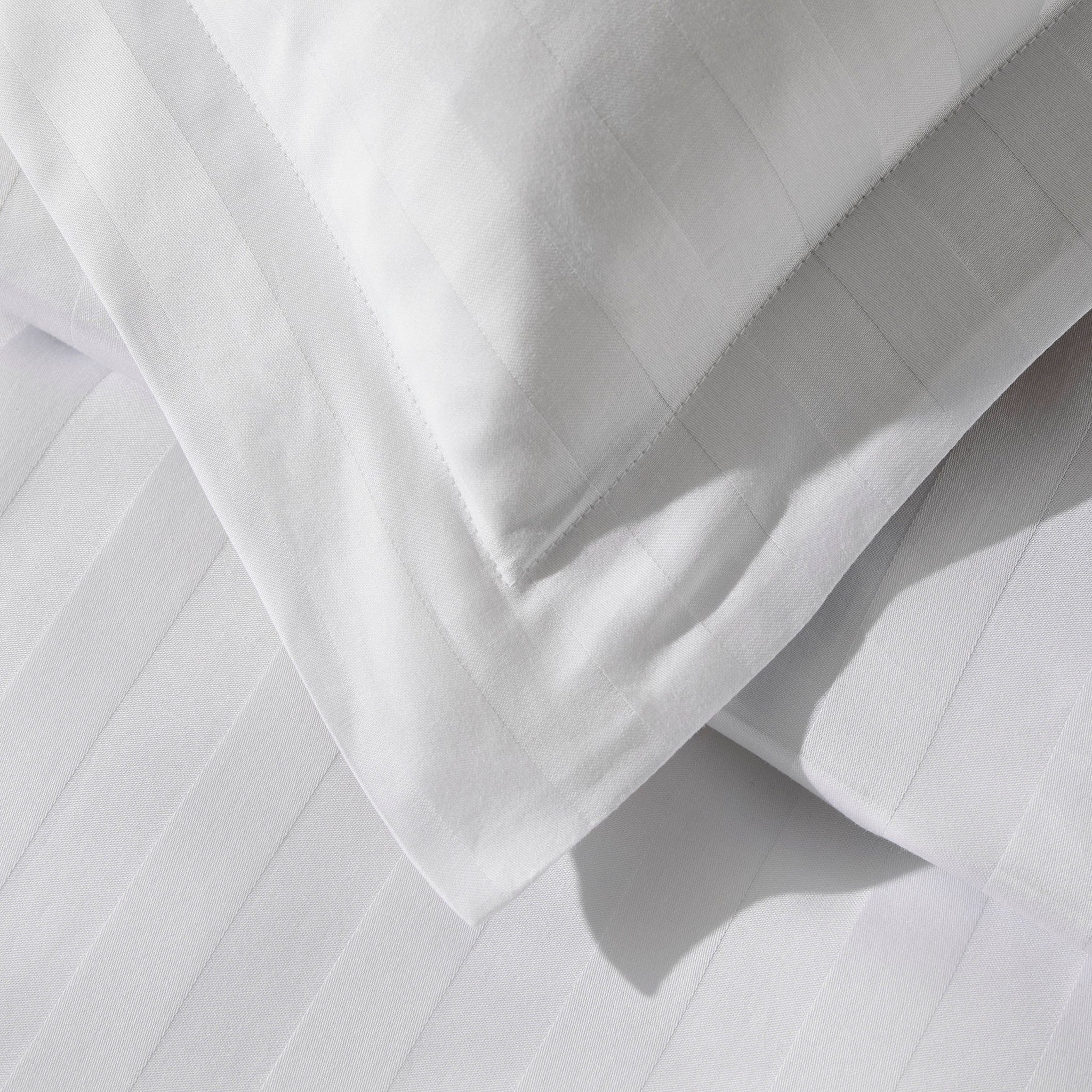 Pair of Hotel Satin Stripe 200 Thread Count Oxford Pillowcases - White - Image 3