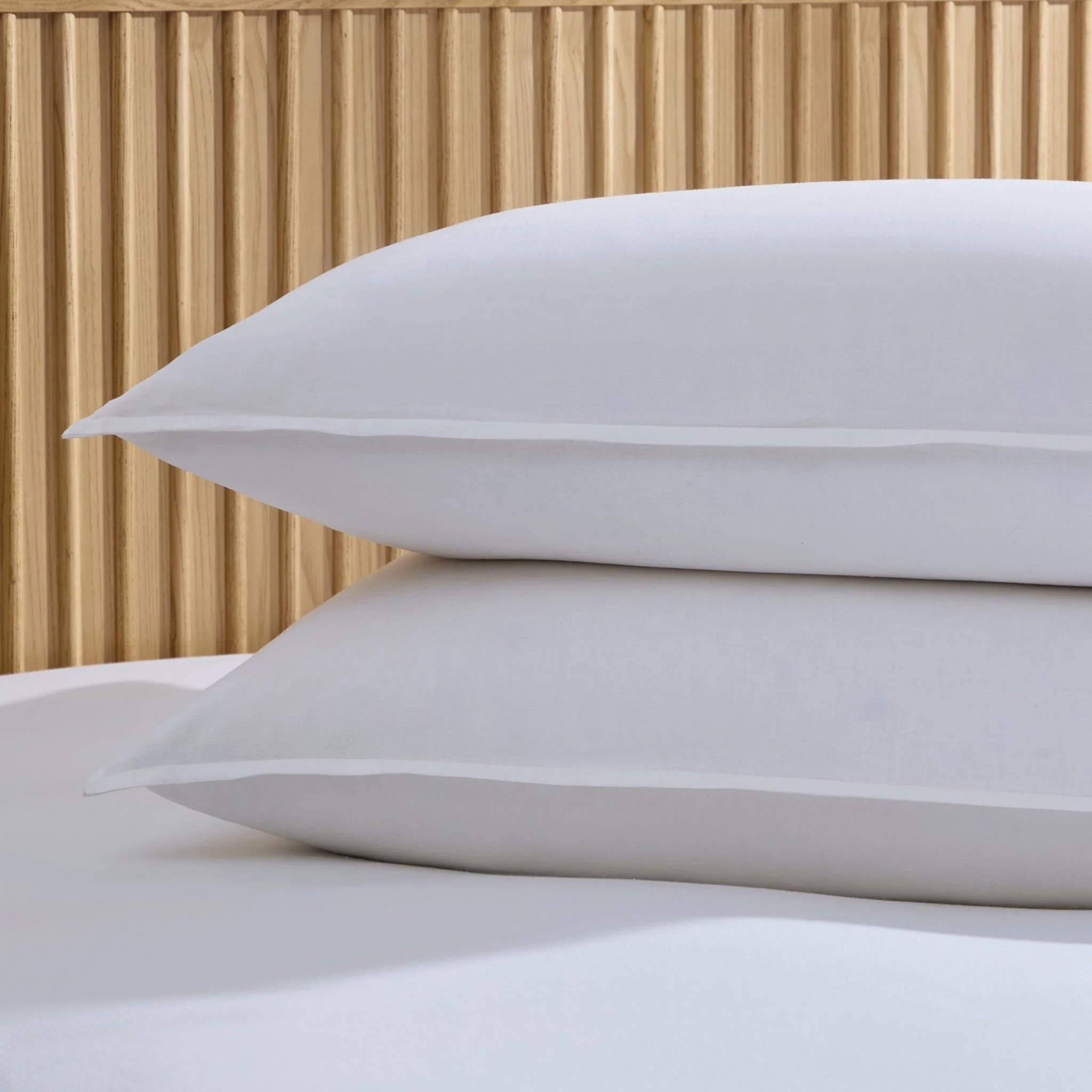 Pair of Linen Cotton Blend Pillowcases - Chalk White