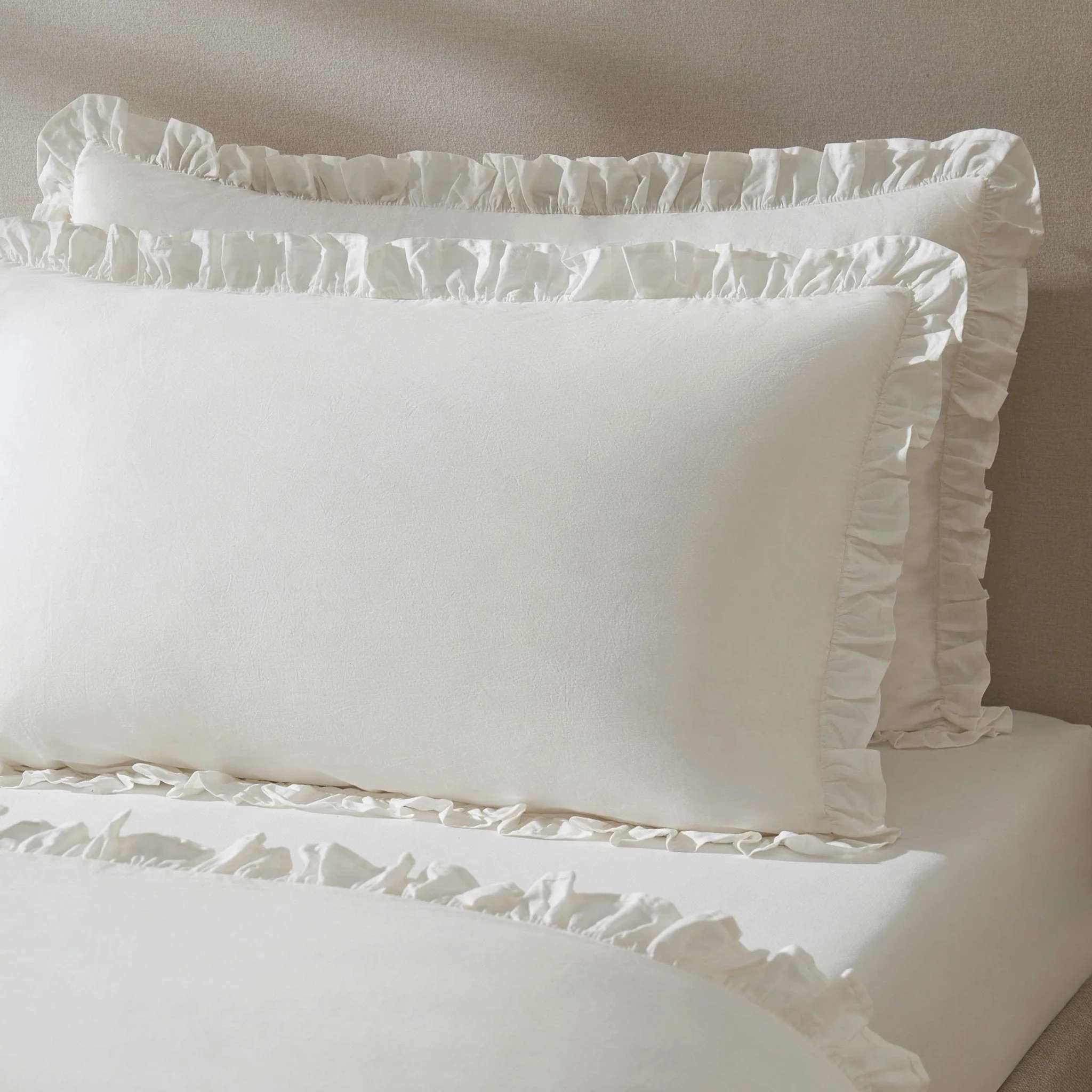 Pair of Marion Ruffle Edge Oxford Pillowcases - Ecru - Image 7