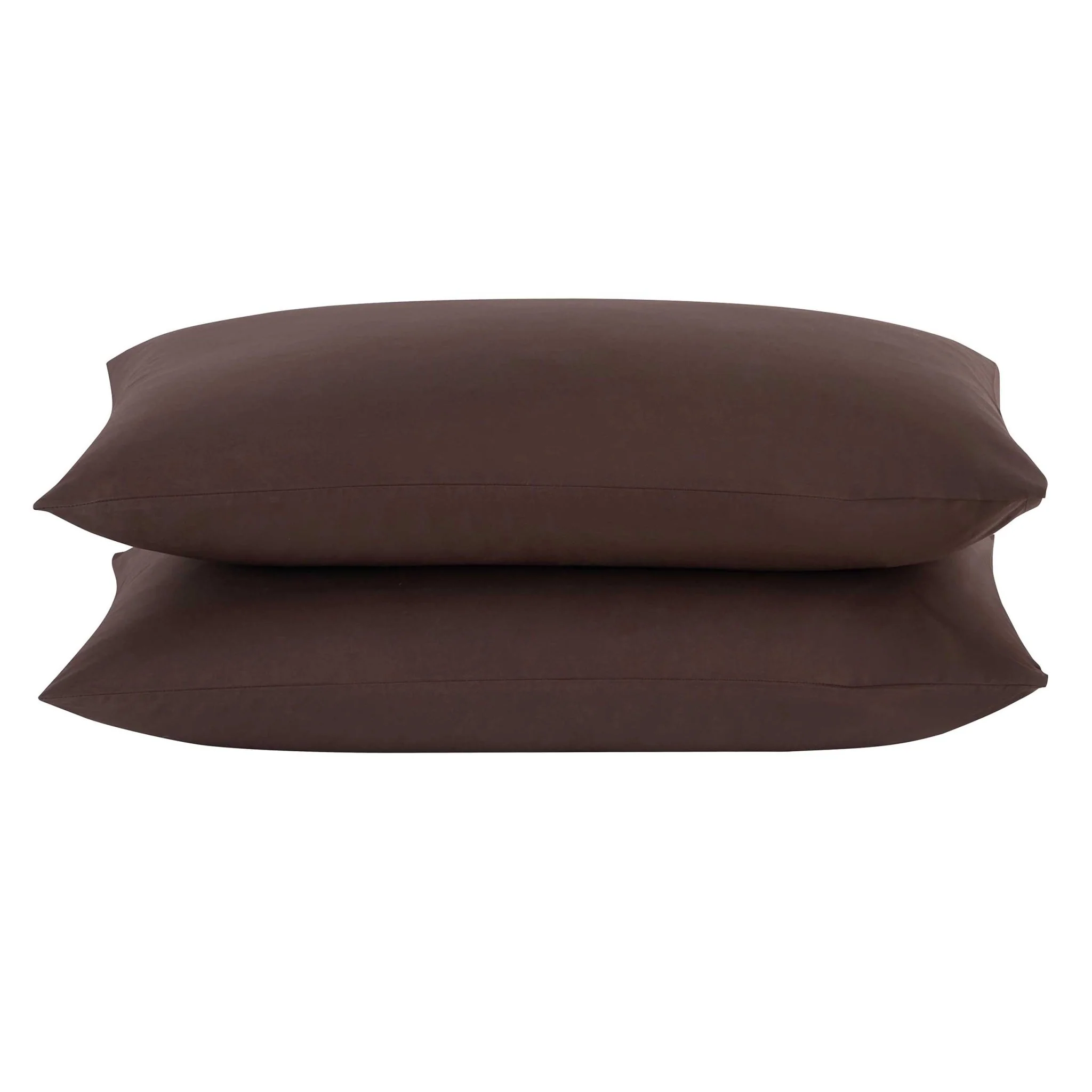 Pair of Plain-Dye Classic Pillowcases - 200 Thread Count - Chocolate - Image 4