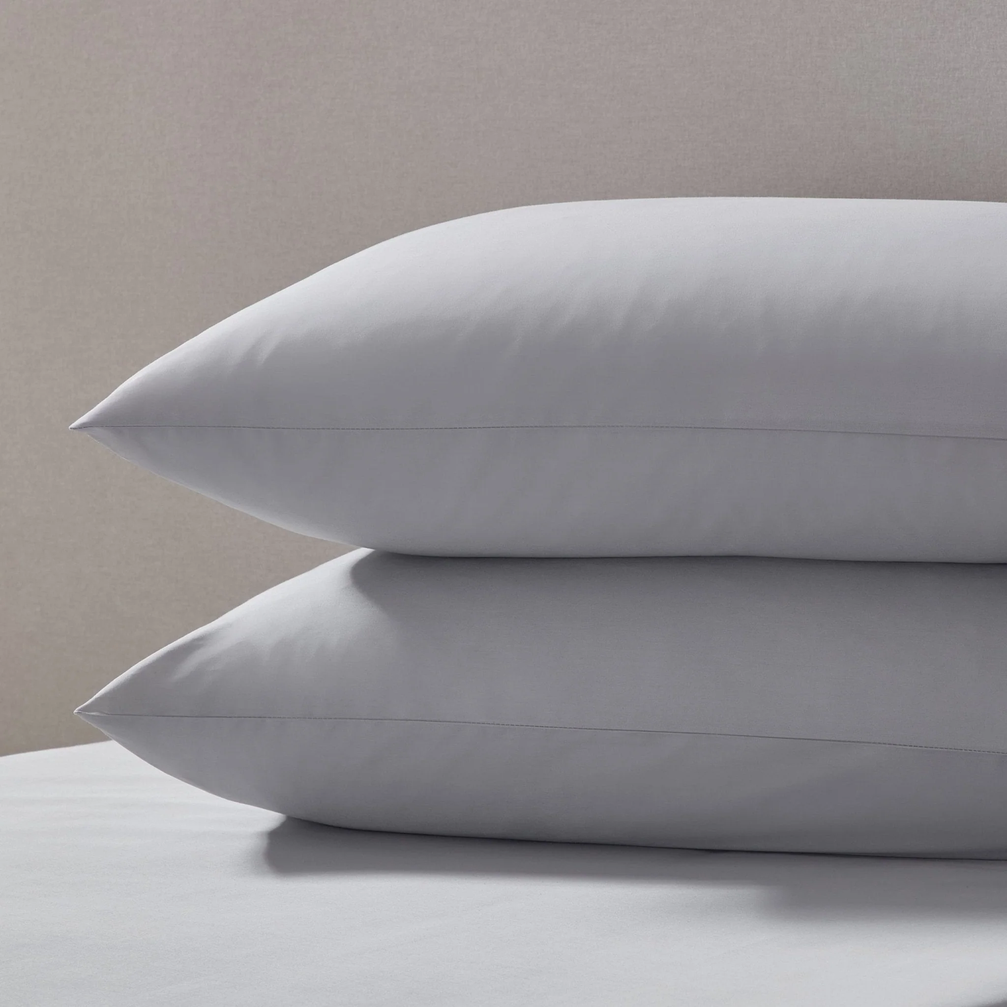 Pair of Plain-Dye Classic Pillowcases - 200 Thread Count - Light Grey