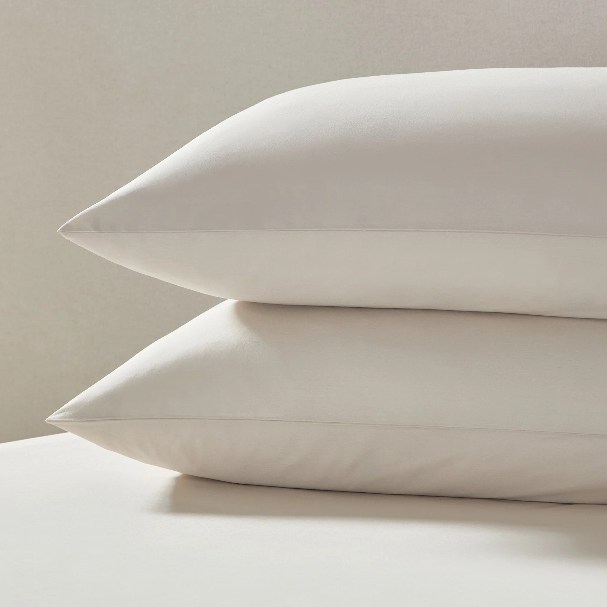 Pair of Plain-Dye Classic Pillowcases - 200 Thread Count - Natural
