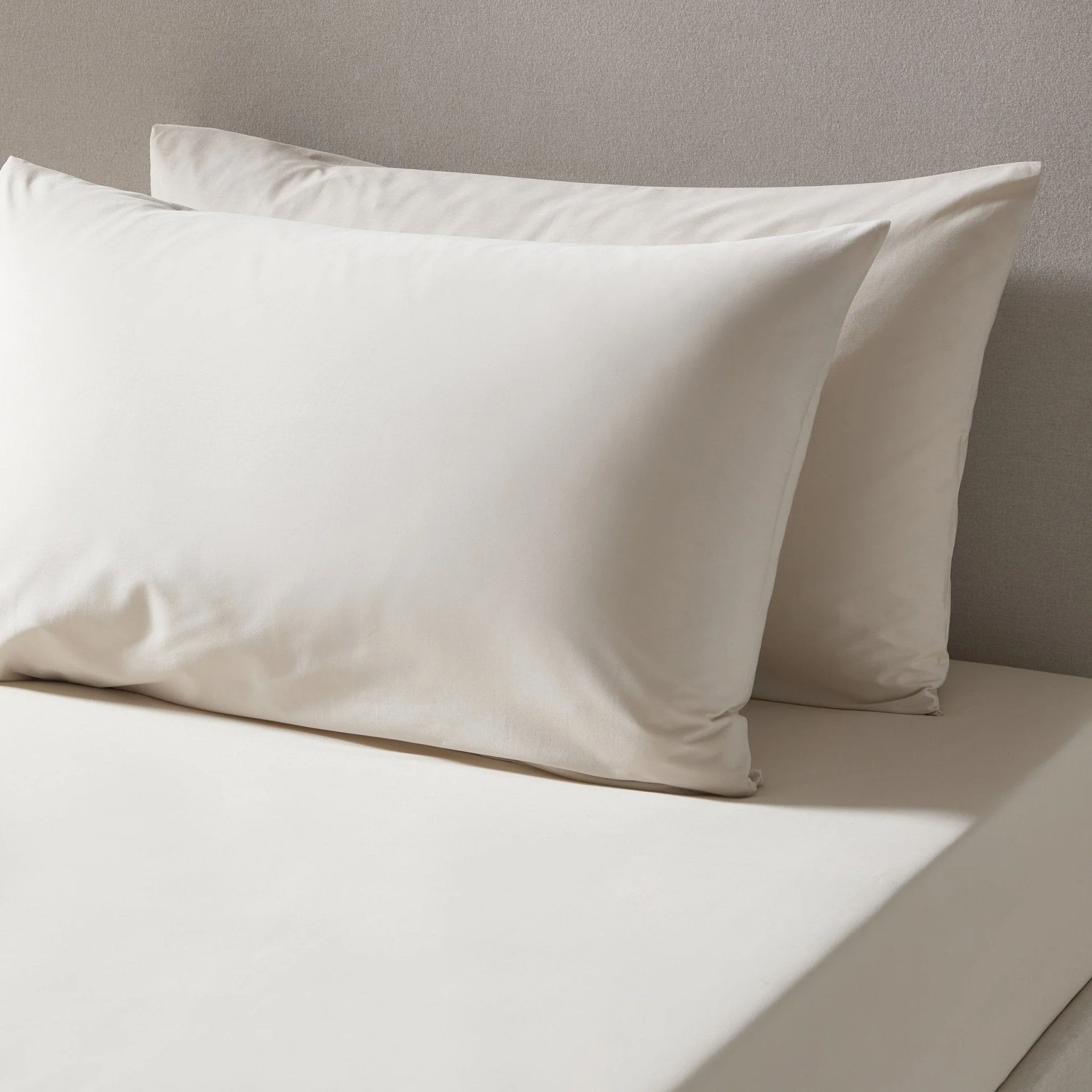Pair of Plain-Dye Classic Pillowcases - 200 Thread Count - Natural - Image 2