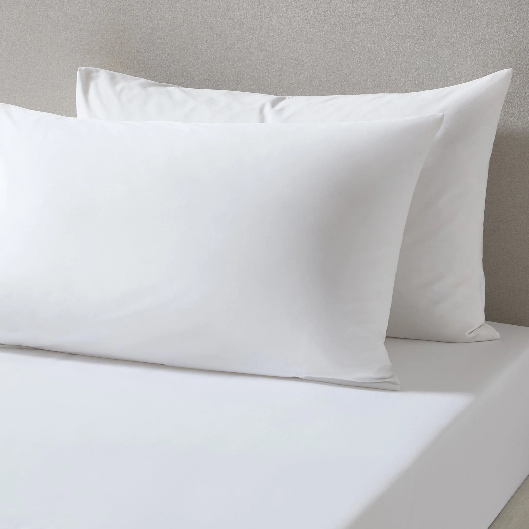 Pair of Plain-Dye Classic Pillowcases - 200 Thread Count  - White - Image 2