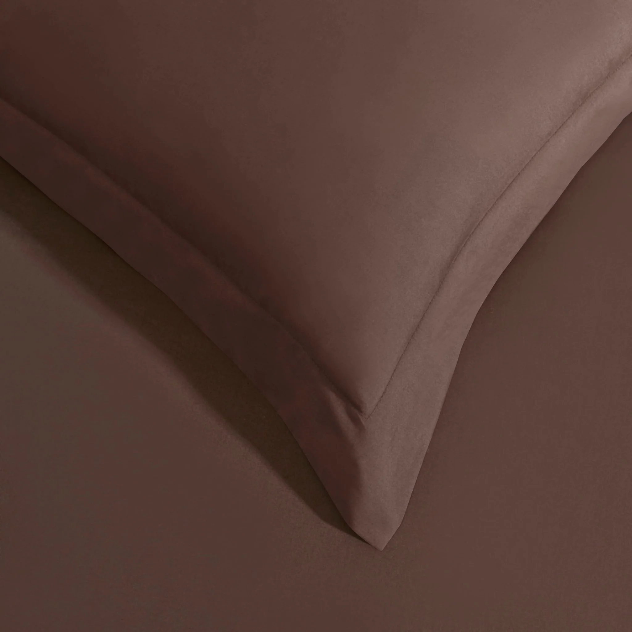 Pair of Plain-Dye Oxford Pillowcases - 200 Thread Count - Chocolate - Image 3
