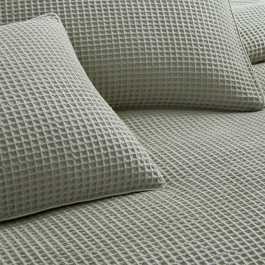 Portofino Waffle 100% Cotton Pair of Pillowcases 200 Thread Count - Sage Green - Image 5