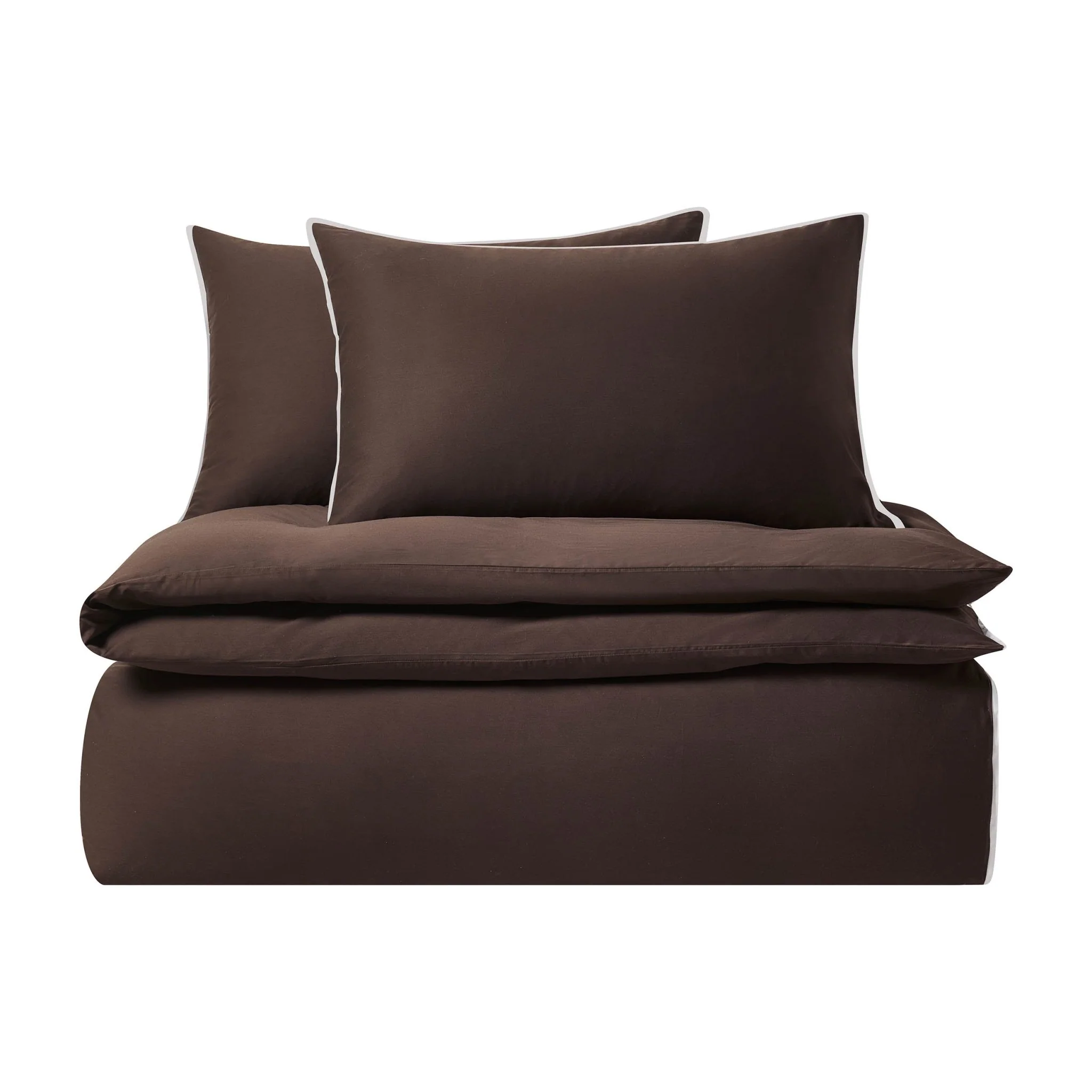 Pair of Super Soft Bamboo 300 Thread Count Cotton Plain Dye Classic Pillowcases - Chocolate - Image 6
