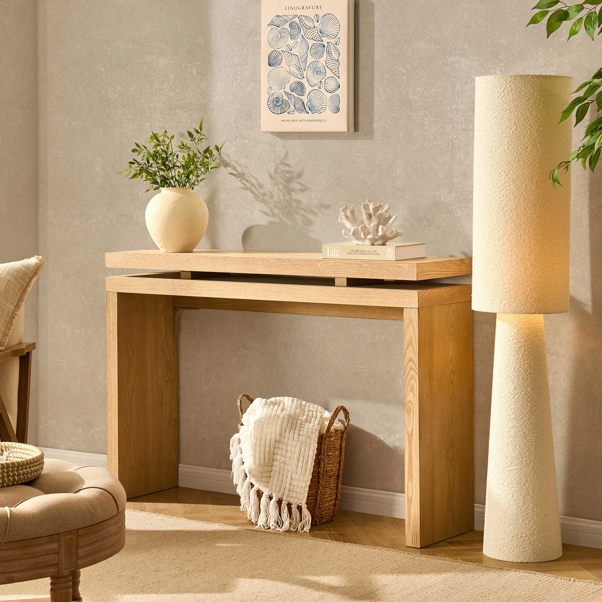Penny Ash Console Table - Light Wood - Image 2