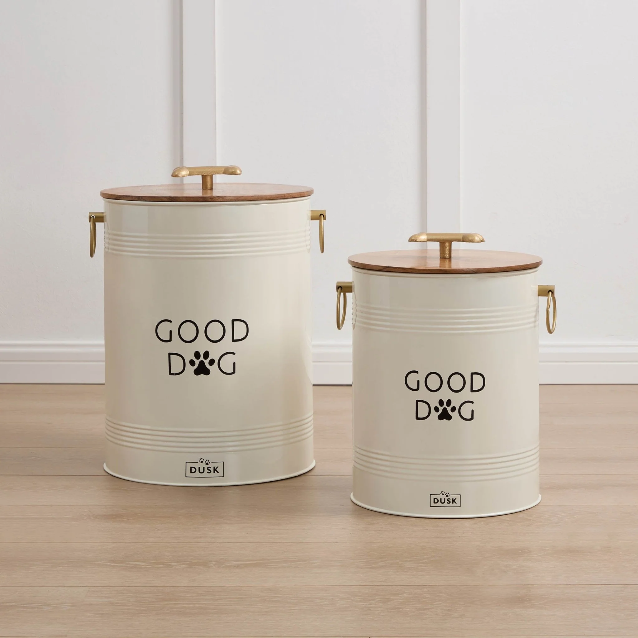 Pet Food Storage Bucket with Wooden Lid