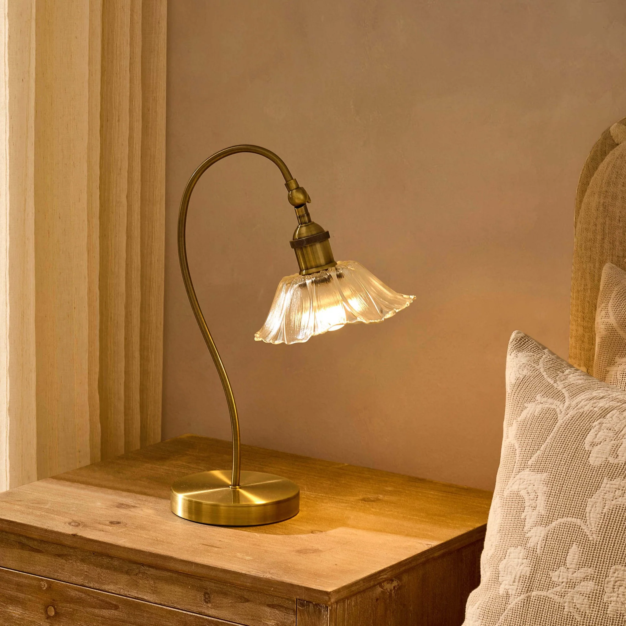 Petal Glass Brass Table Lamp - Brass