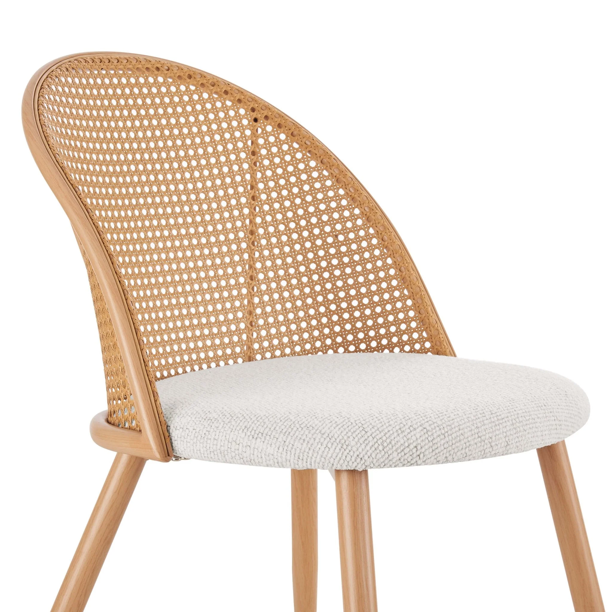 Phoebe Set Of 2 Dining Chairs - Boucle Ivory/Natural - Image 6