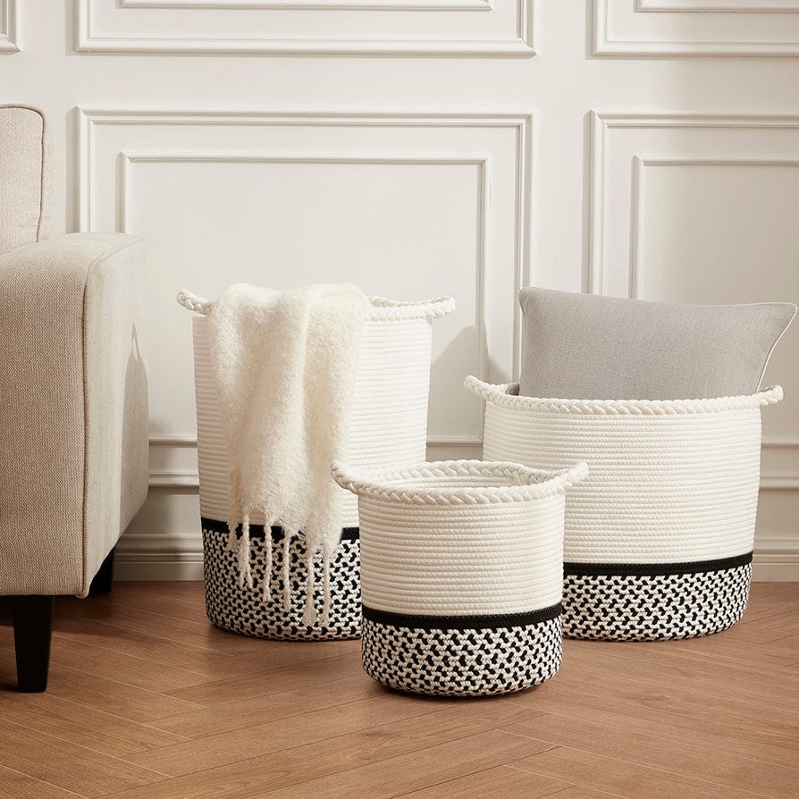 Plait Rope Storage Basket - Off White/Black