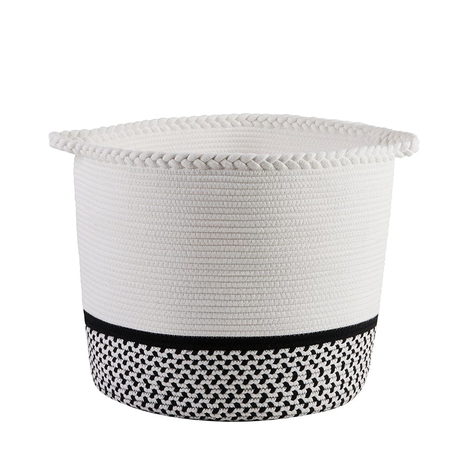 Plait Rope Storage Basket - Off White/Black - Image 6