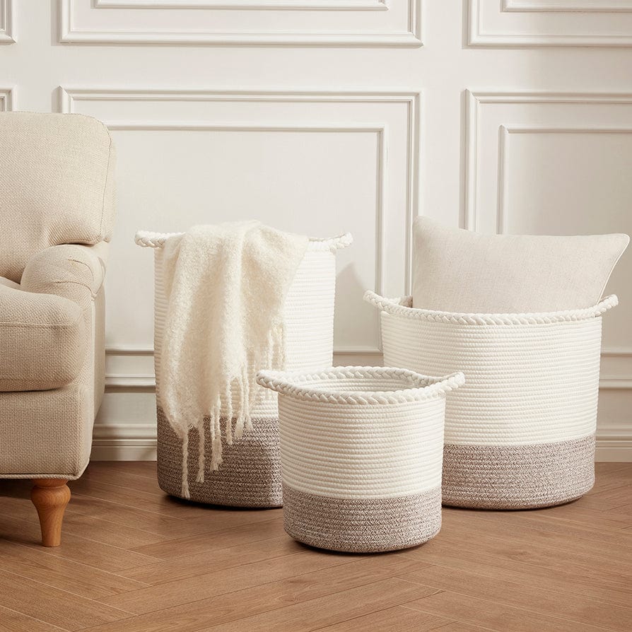 Plait Rope Storage Basket - Off White/Natural