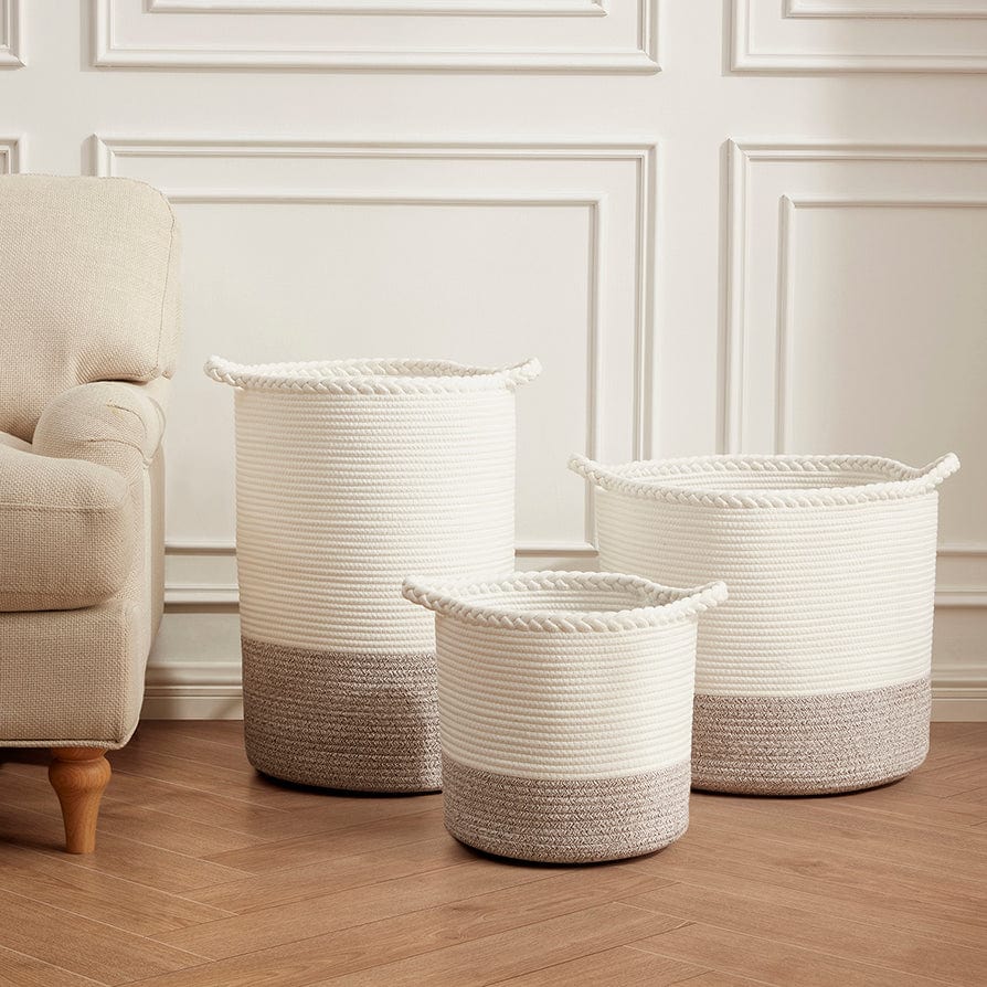Plait Rope Storage Basket - Off White/Natural - Image 2