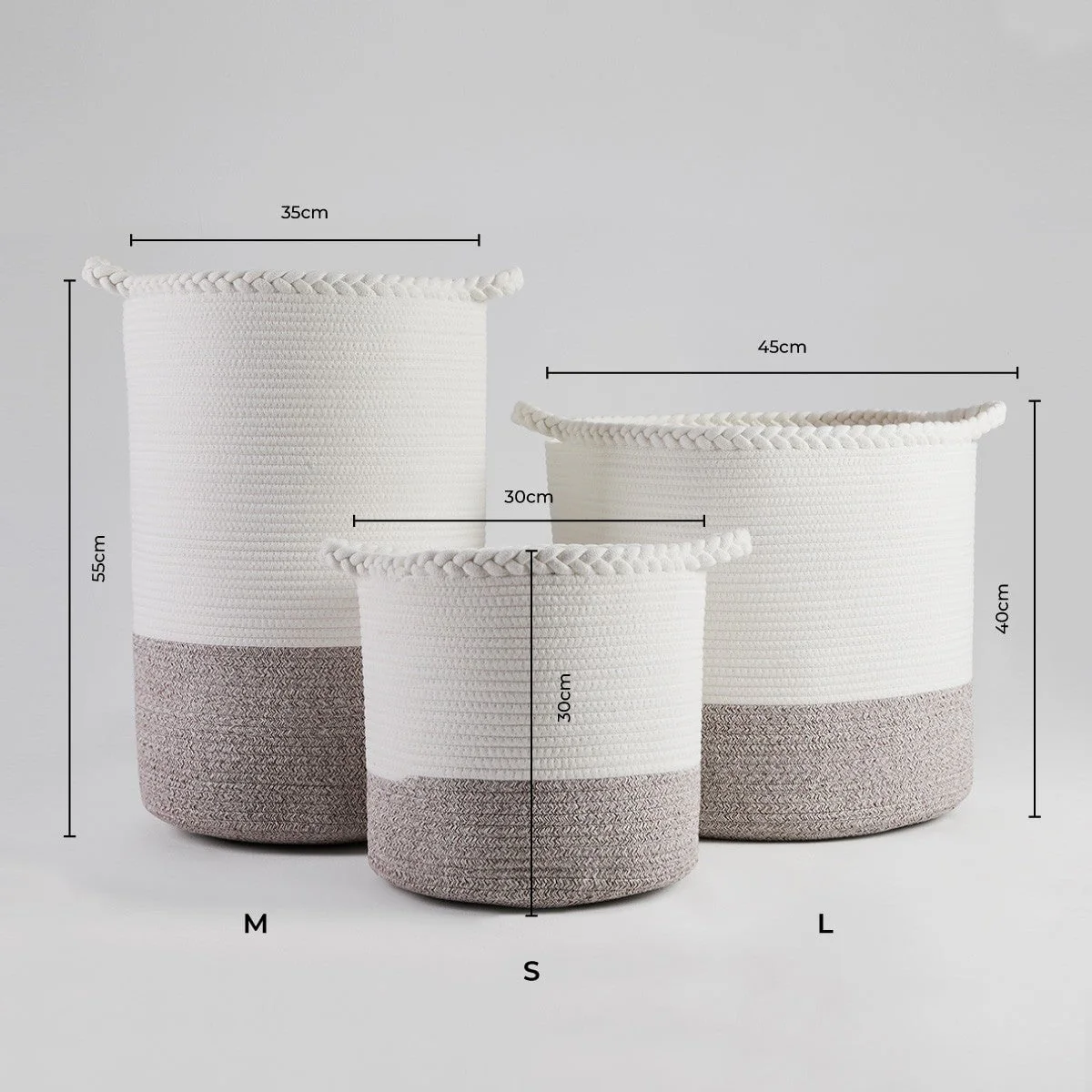 Plait Rope Storage Basket - Off White/Natural - Image 8