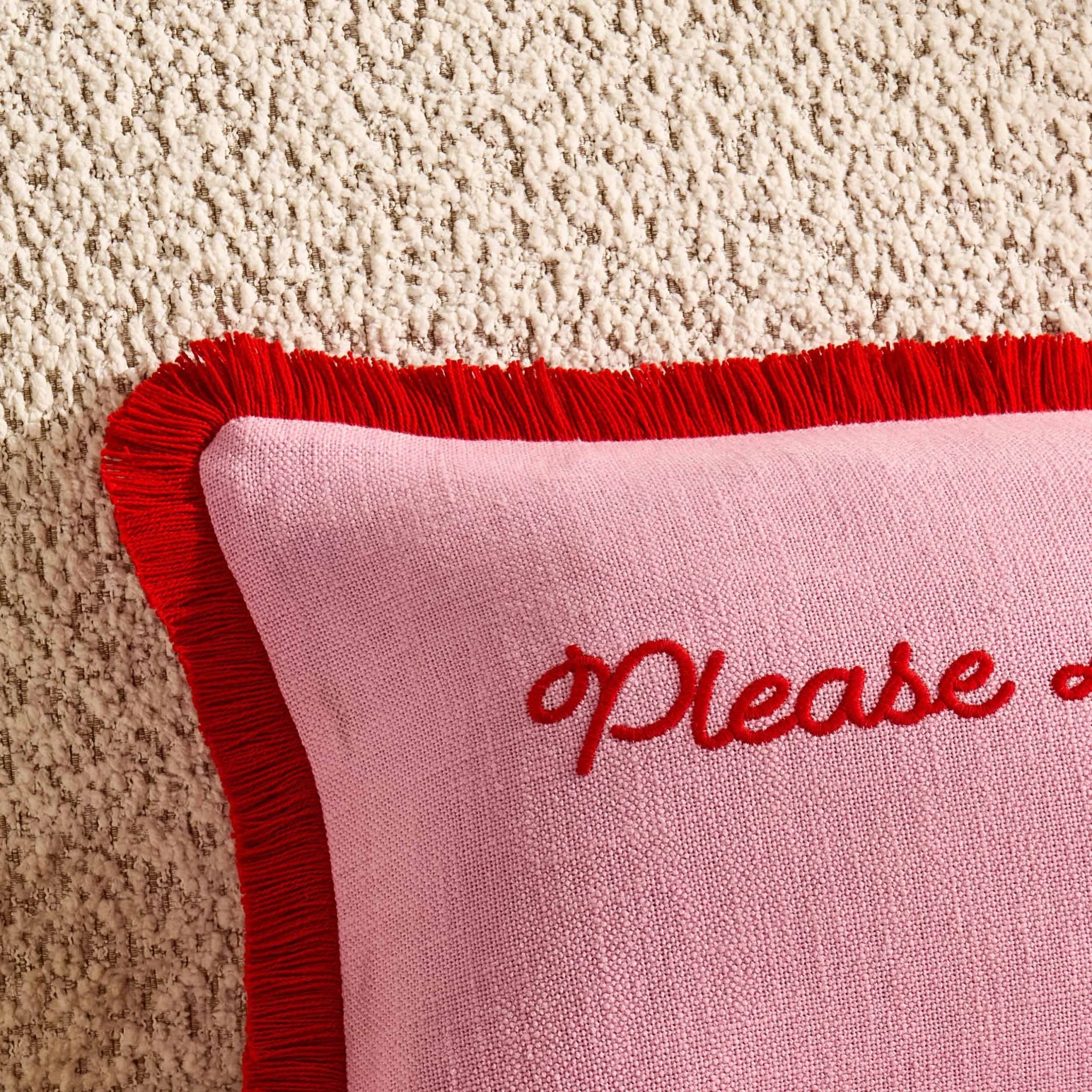 Please Leave By 9 Tufted Sofa Cushion Cover - Pink/ Red - Image 2