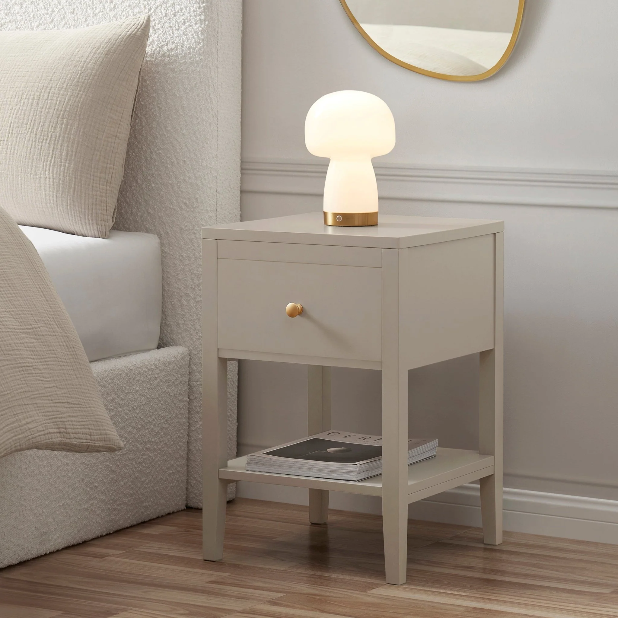 Poppy 1 Drawer Nightstand - Taupe