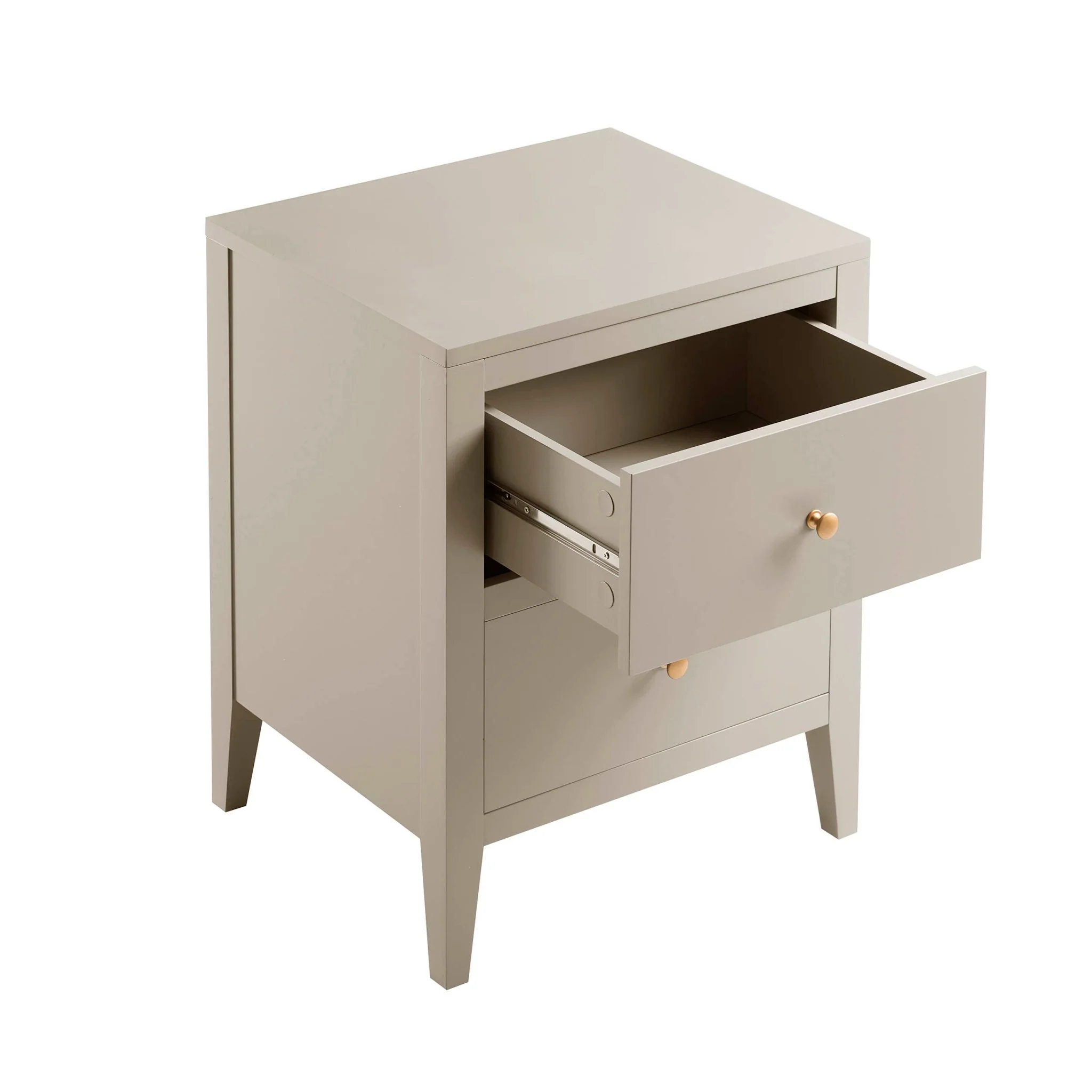 Poppy 2 Drawer Bedside Table - Taupe - Image 4