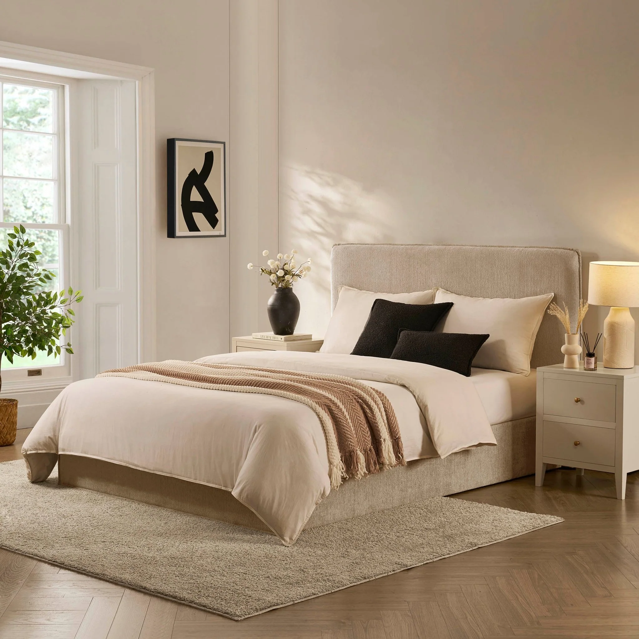Oslo Ottoman Storage Bed - Textured Oatmeal