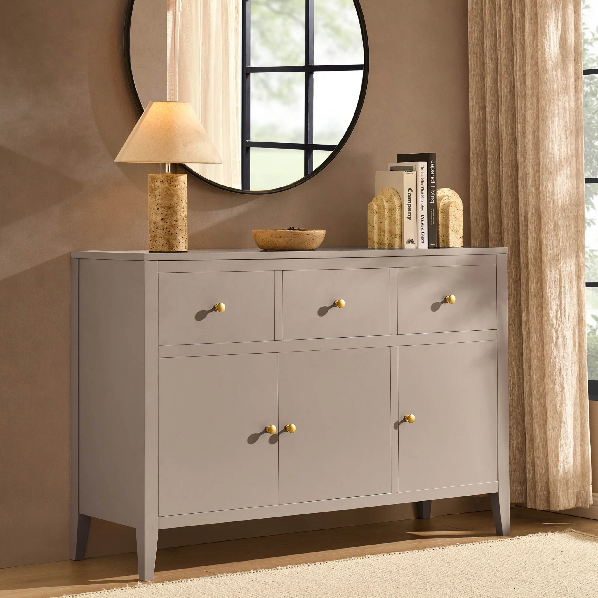 Poppy 3 Door Sideboard with Drawers - Taupe