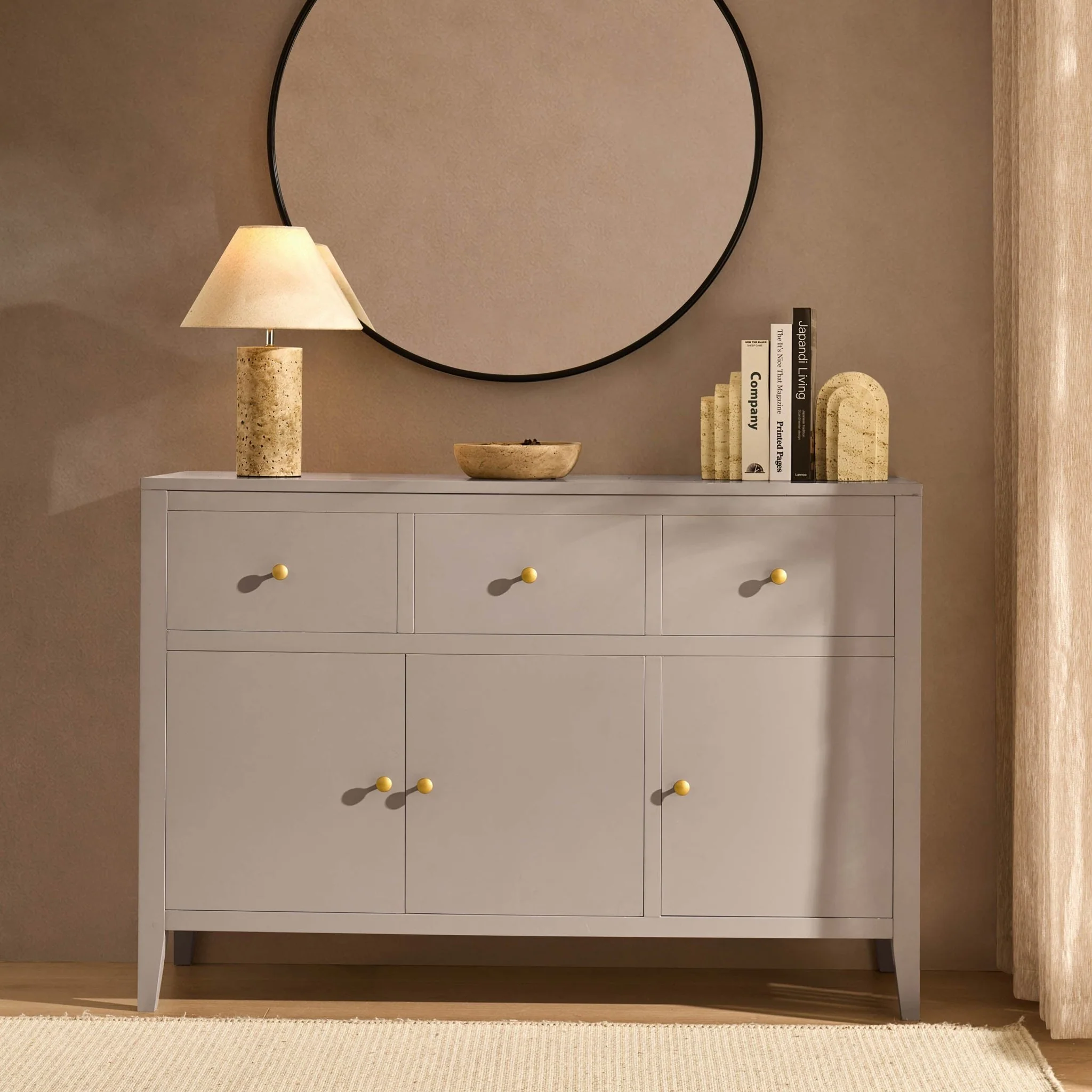 Poppy 3 Door Sideboard with Drawers - Taupe - Image 2