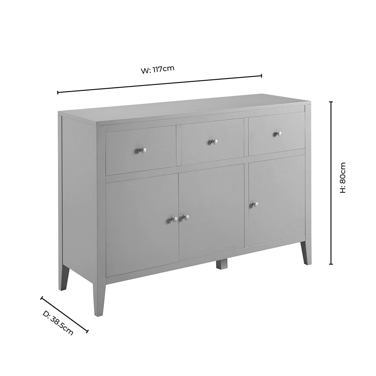 Poppy 3 Door Sideboard with Drawers - Taupe - Image 9
