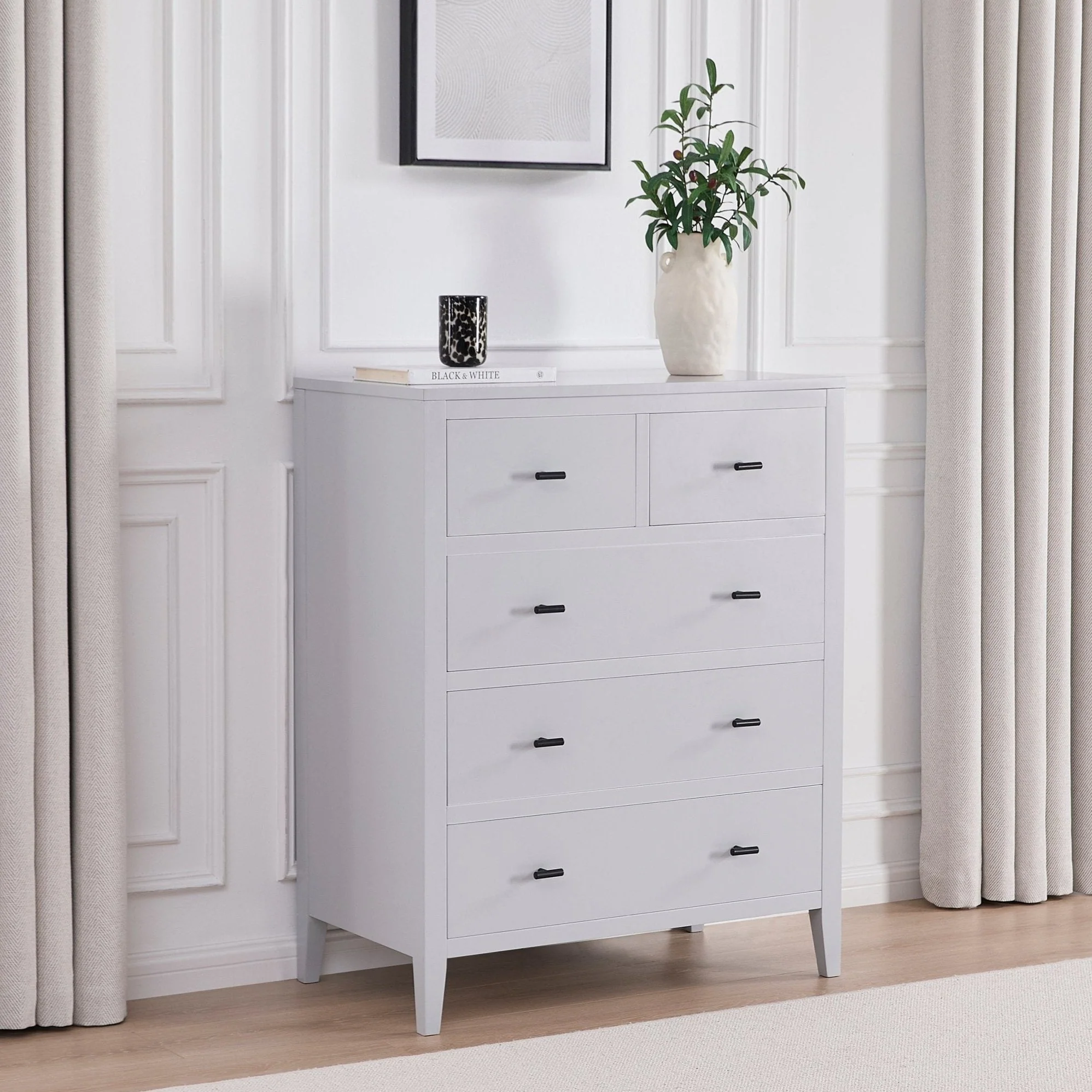 Poppy 5 Drawer Chest - Grey