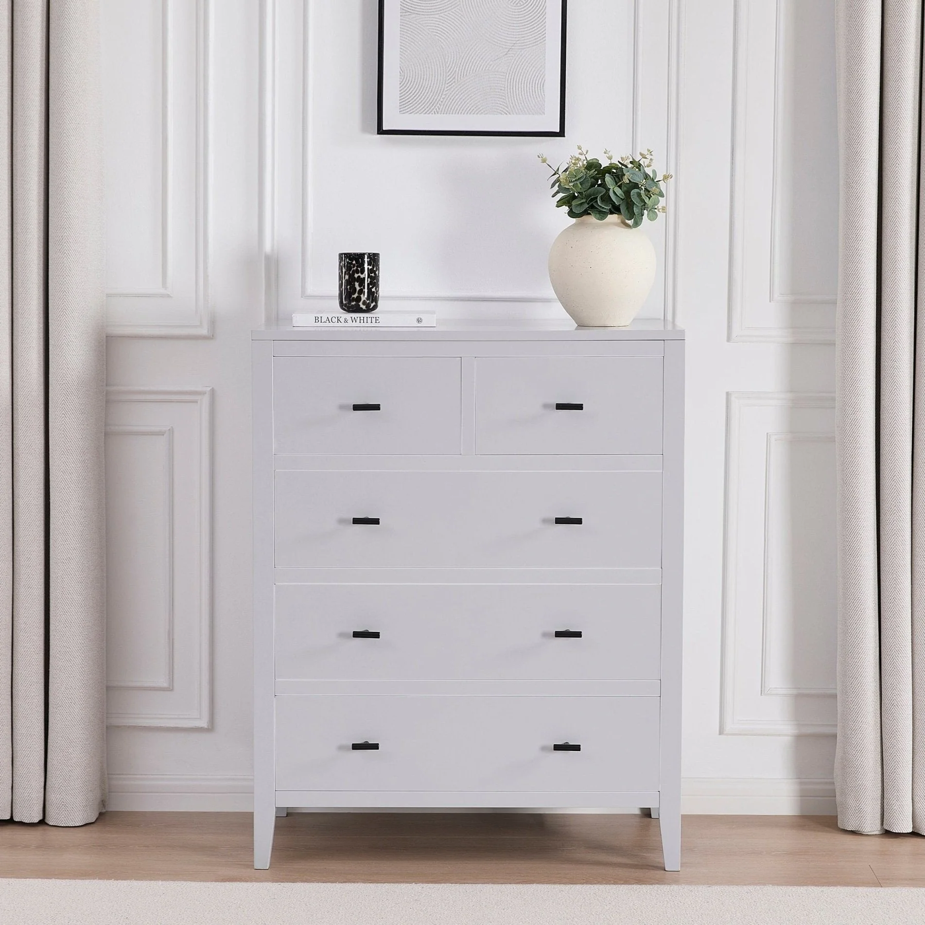 Poppy 5 Drawer Chest - Grey - Image 3