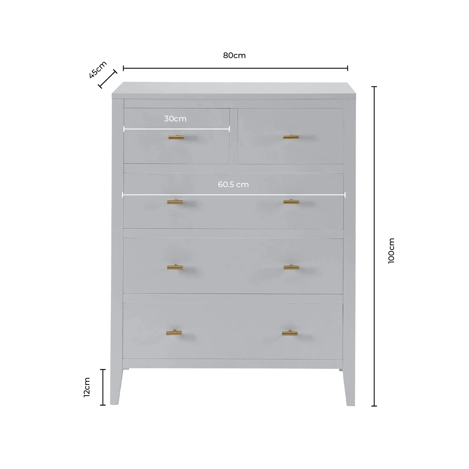 Poppy 5 Drawer Chest - Grey - Image 7