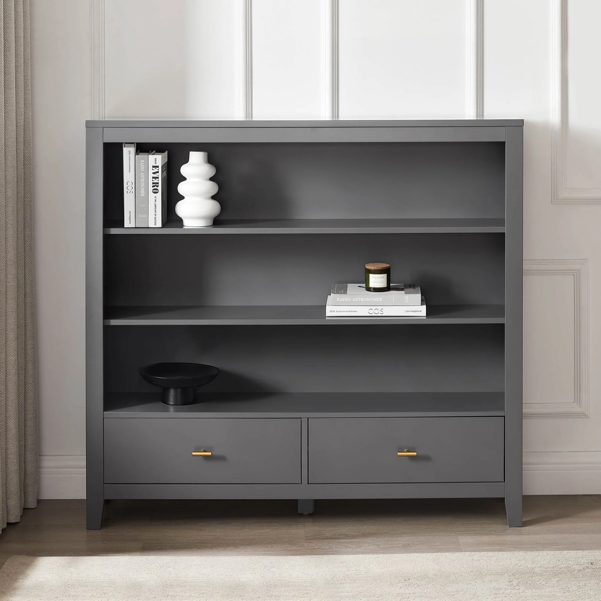 Poppy Bookshelf with Drawer - Charcoal