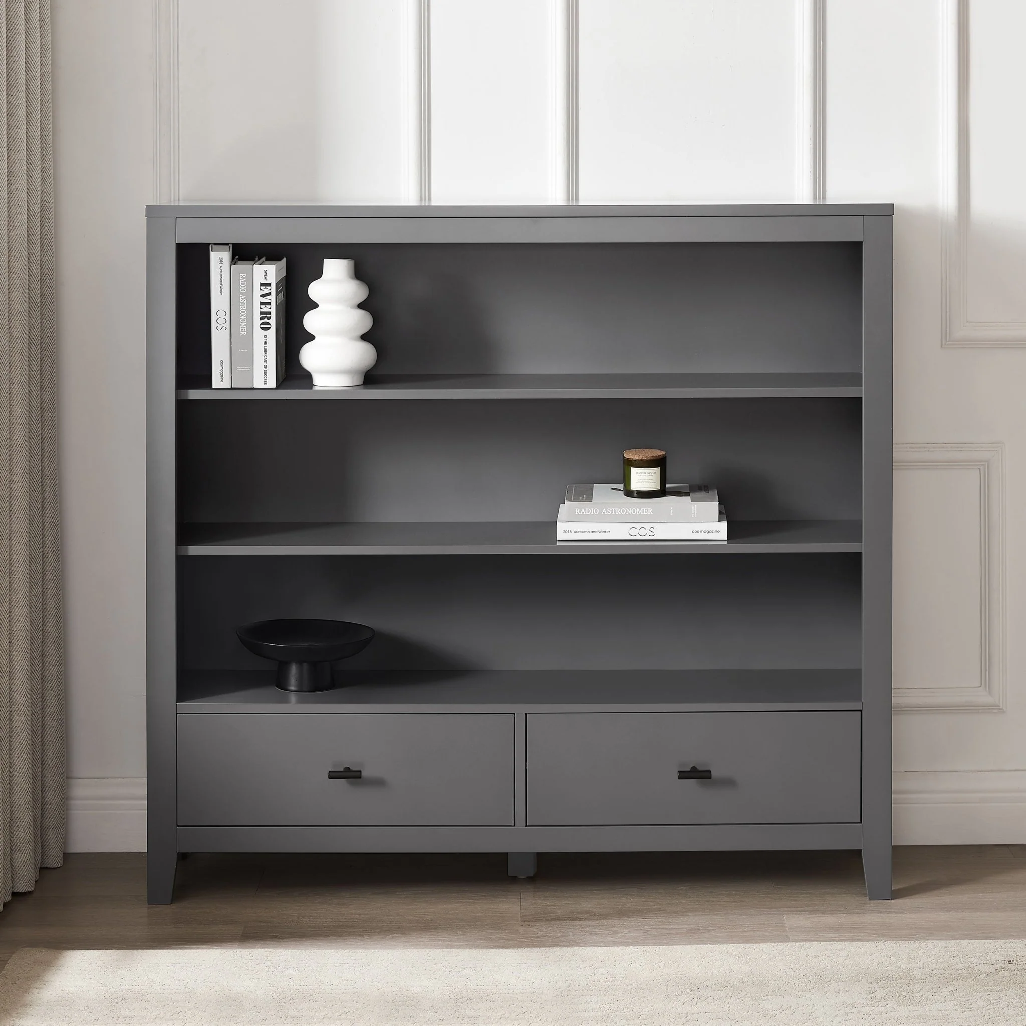Poppy Bookshelf with Drawer - Charcoal - Image 2